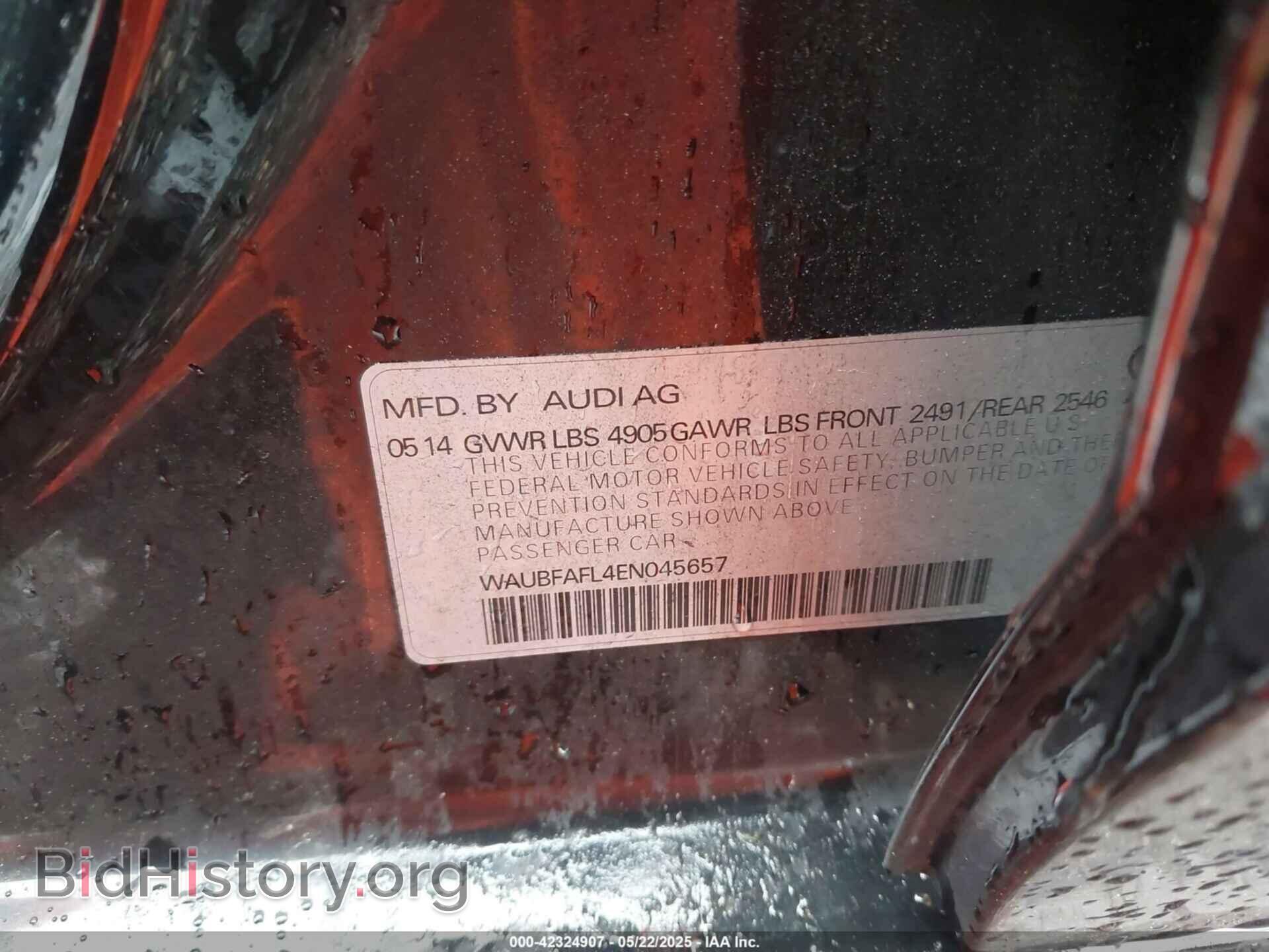 2014 AUDI A4 - VIN: WAUBFAFL4EN045657 - Фото 9