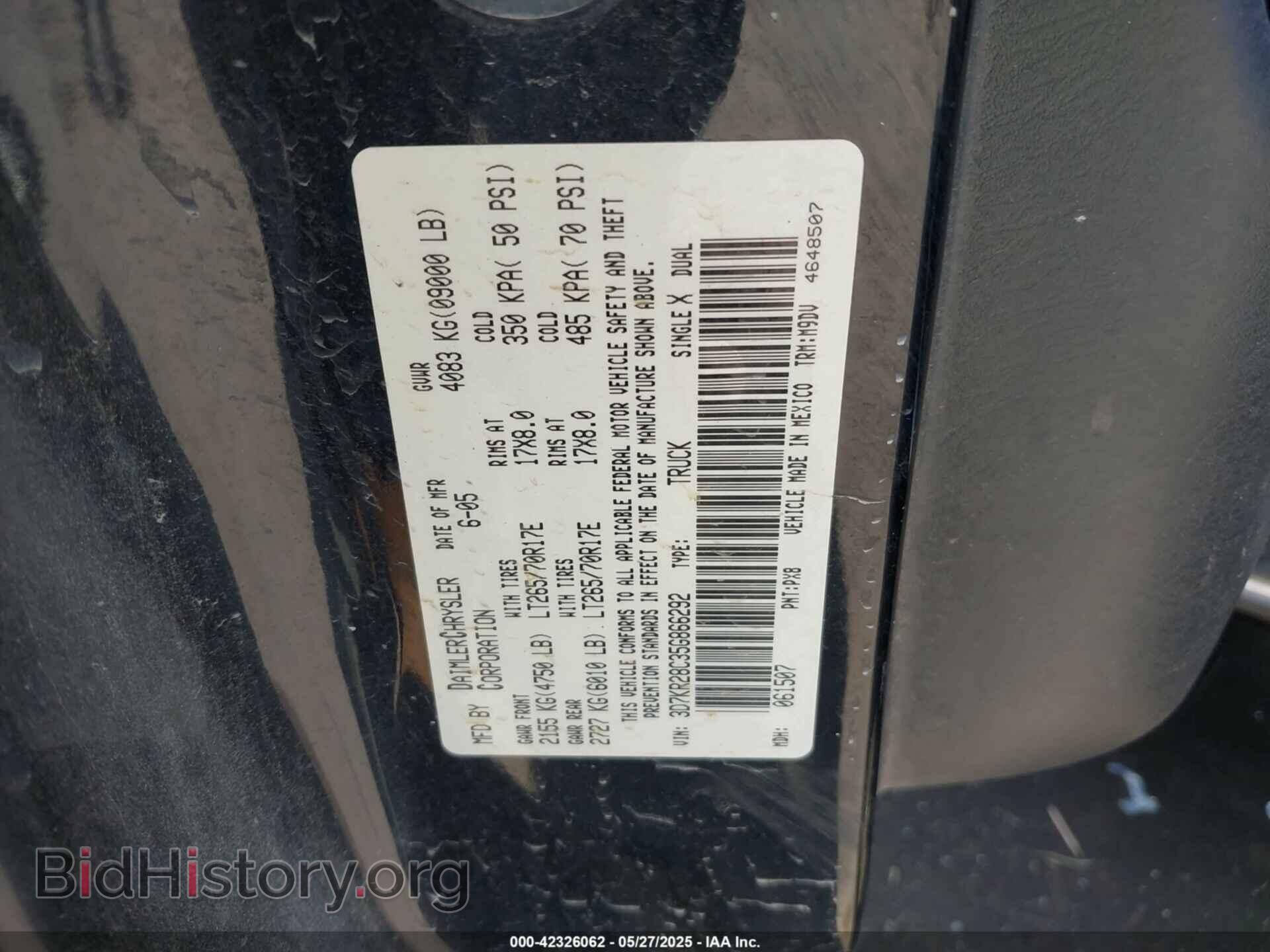 2005 DODGE RAM 2500 - VIN: 3D7KR28C35G866292 - Фото 9