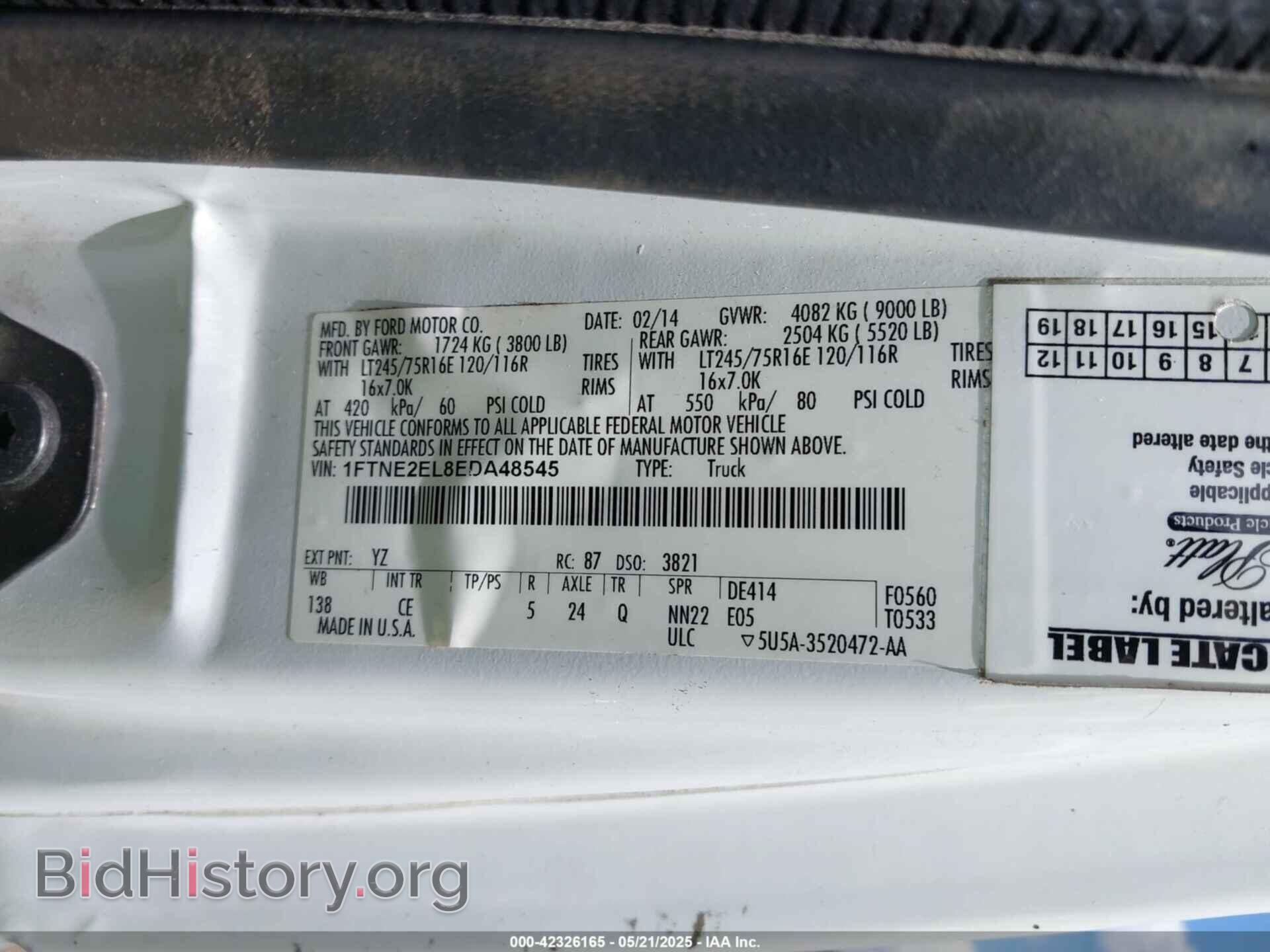 2014 FORD E-250 - VIN: 1FTNE2EL8EDA48545 - Фото 9