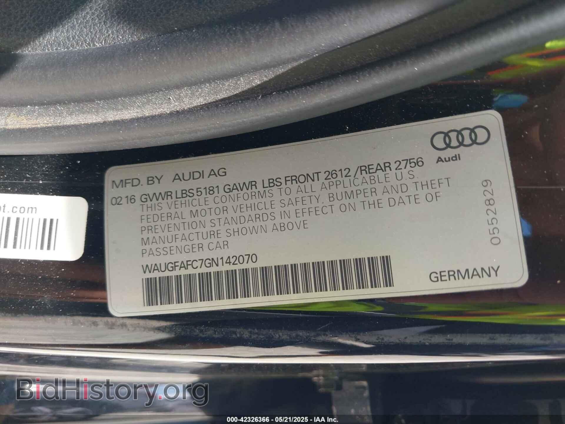 2016 AUDI A6 - VIN: WAUGFAFC7GN142070 - Фото 9
