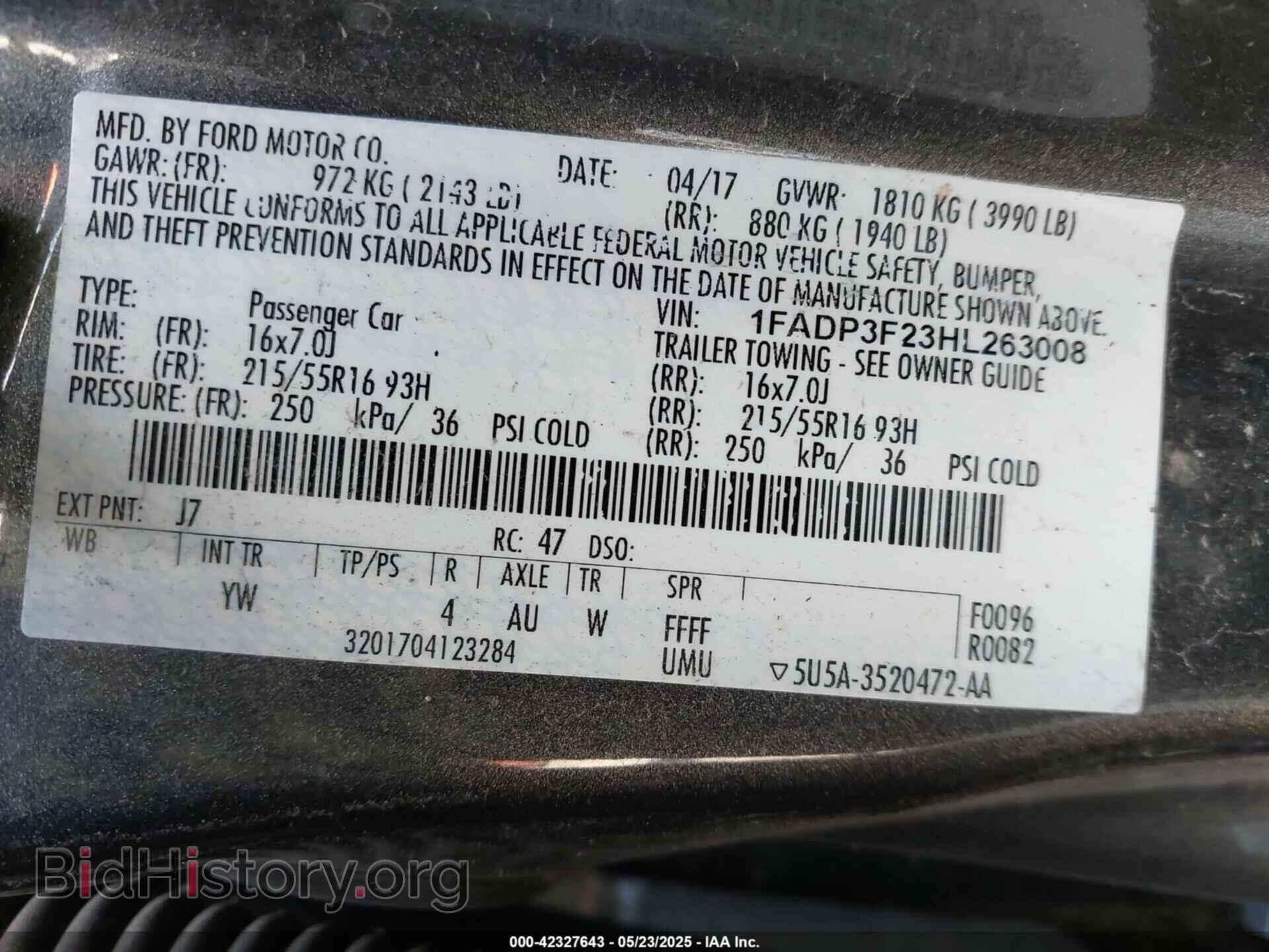 2017 FORD FOCUS - VIN: 1FADP3F23HL263008 - Фото 9