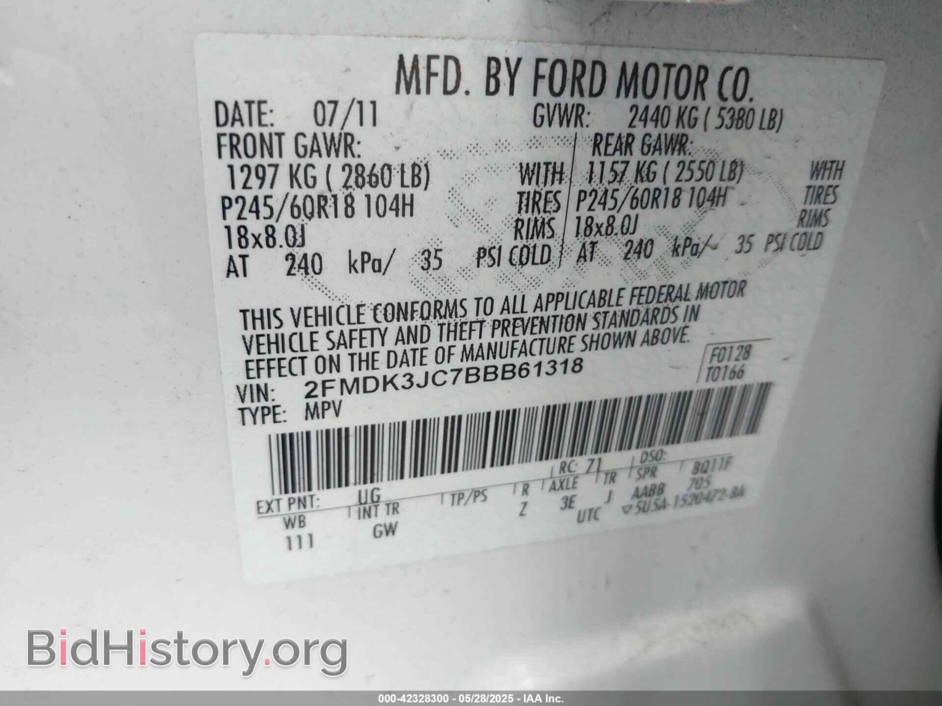 2011 FORD EDGE - VIN: 2FMDK3JC7BBB61318 - Photo 9