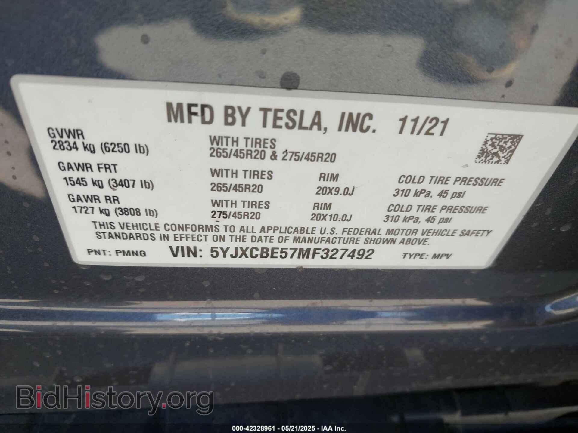 2021 TESLA MODEL X - VIN: 5YJXCBE57MF327492 - Фото 9