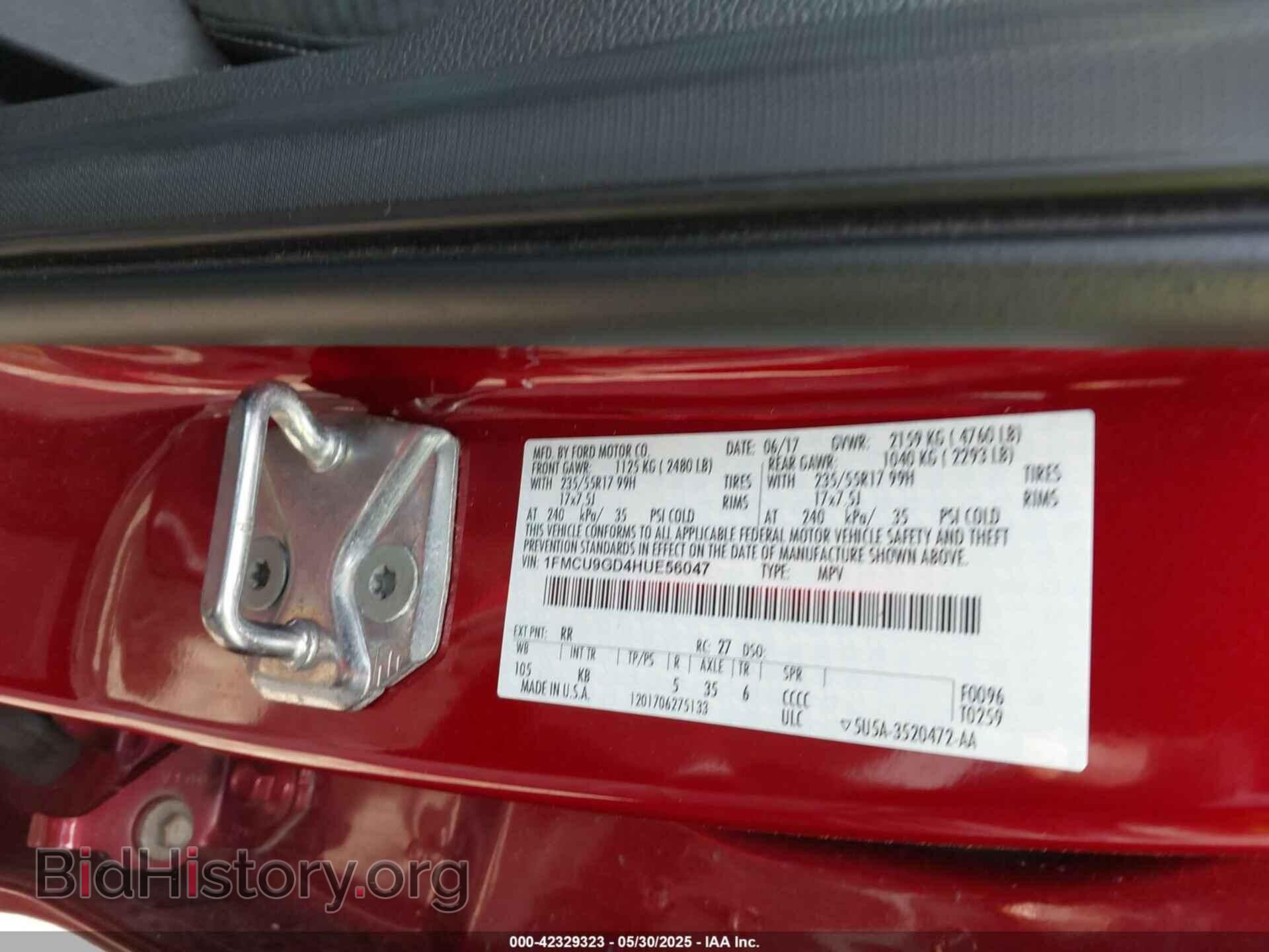 2017 FORD ESCAPE - VIN: 1FMCU9GD4HUE56047 - Фото 9