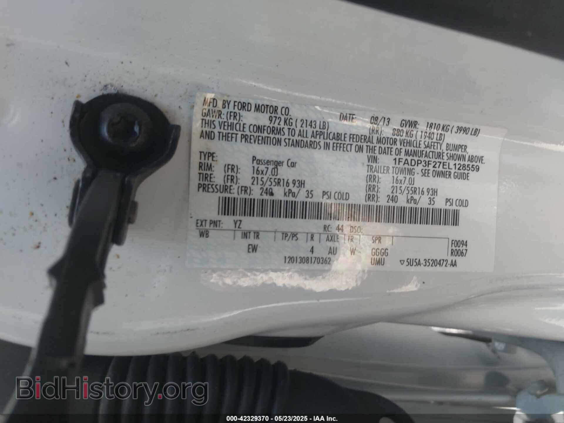 2014 FORD FOCUS - VIN: 1FADP3F27EL128559 - Фото 9