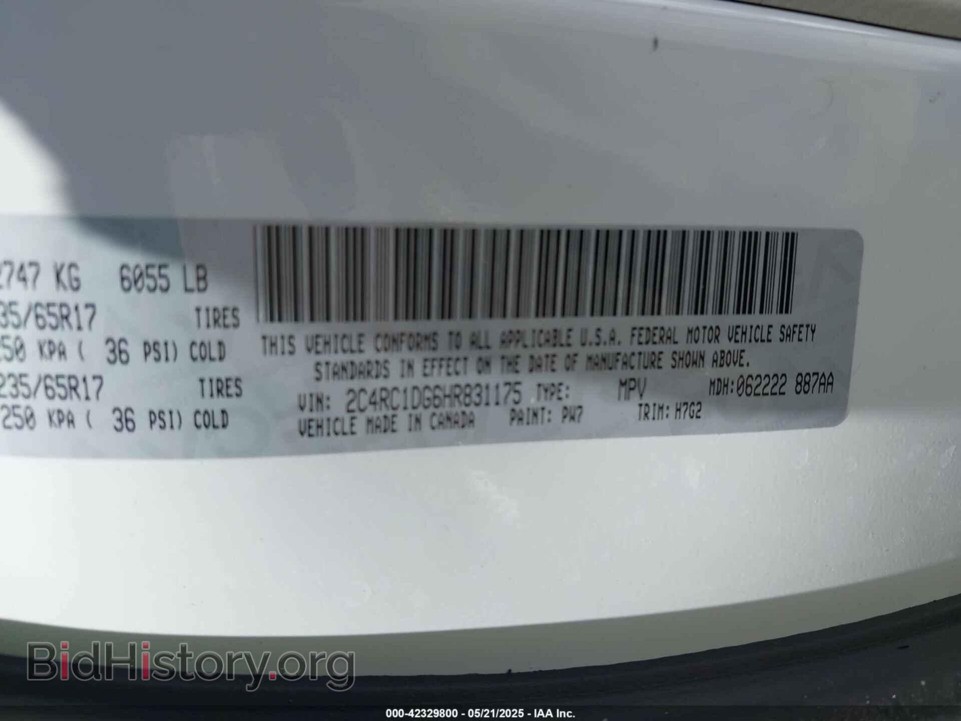 2017 CHRYSLER PACIFICA - VIN: 2C4RC1DG6HR831175 - Фото 9