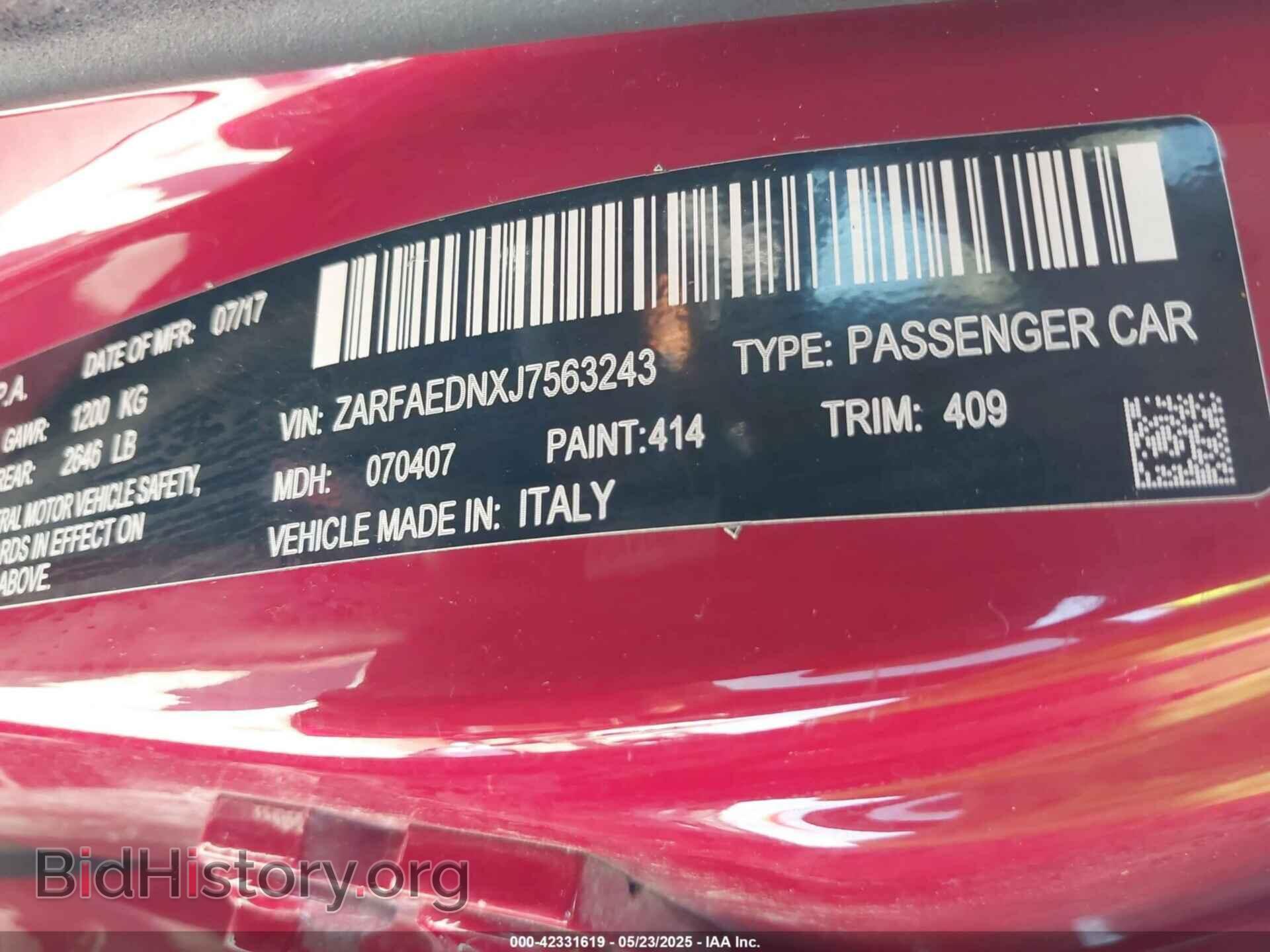 2018 ALFA ROMEO GIULIA - VIN: ZARFAEDNXJ7563243 - Photo 9