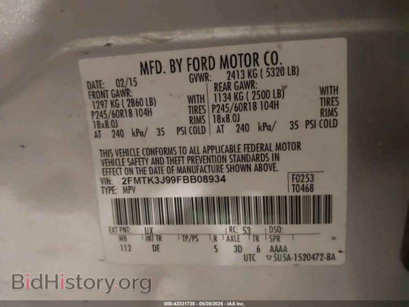2015 Ford EDGE (VIN 2FMTK3J99FBB08934) — photo 9 of 19