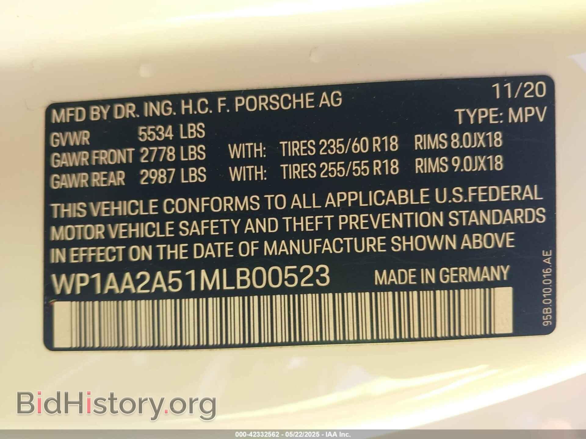 2021 PORSCHE MACAN - VIN: WP1AA2A51MLB00523 - Photo 9