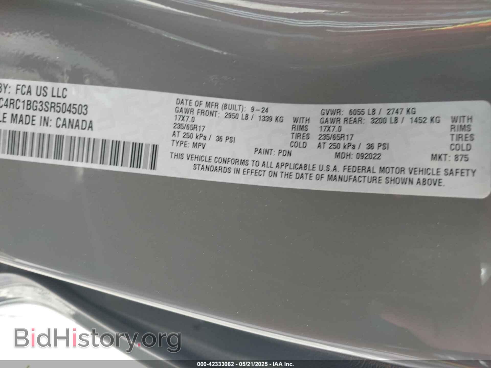 2025 CHRYSLER PACIFICA - VIN: 2C4RC1BG3SR504503 - Photo 9