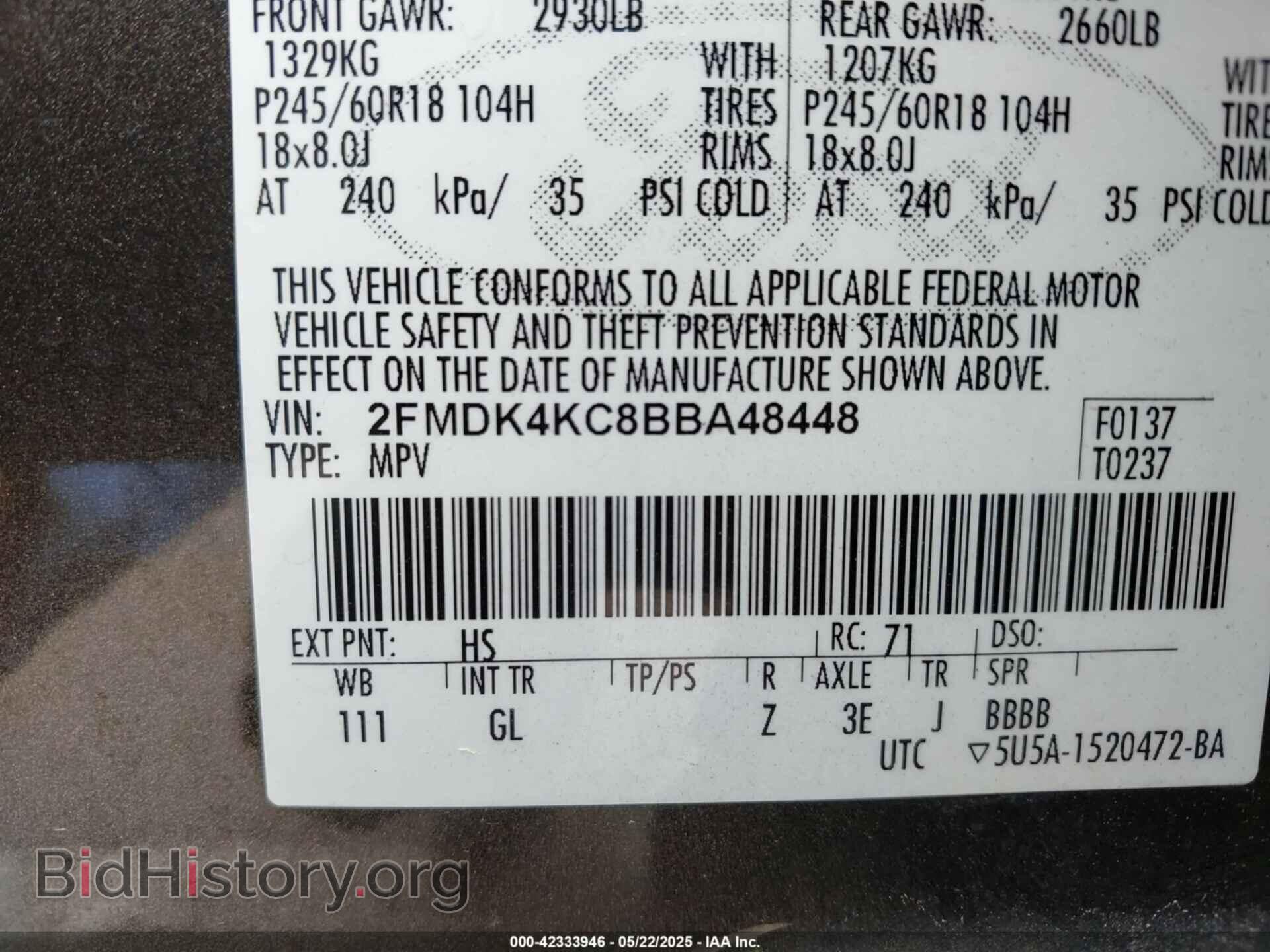 2011 FORD EDGE - VIN: 2FMDK4KC8BBA48448 - Фото 9