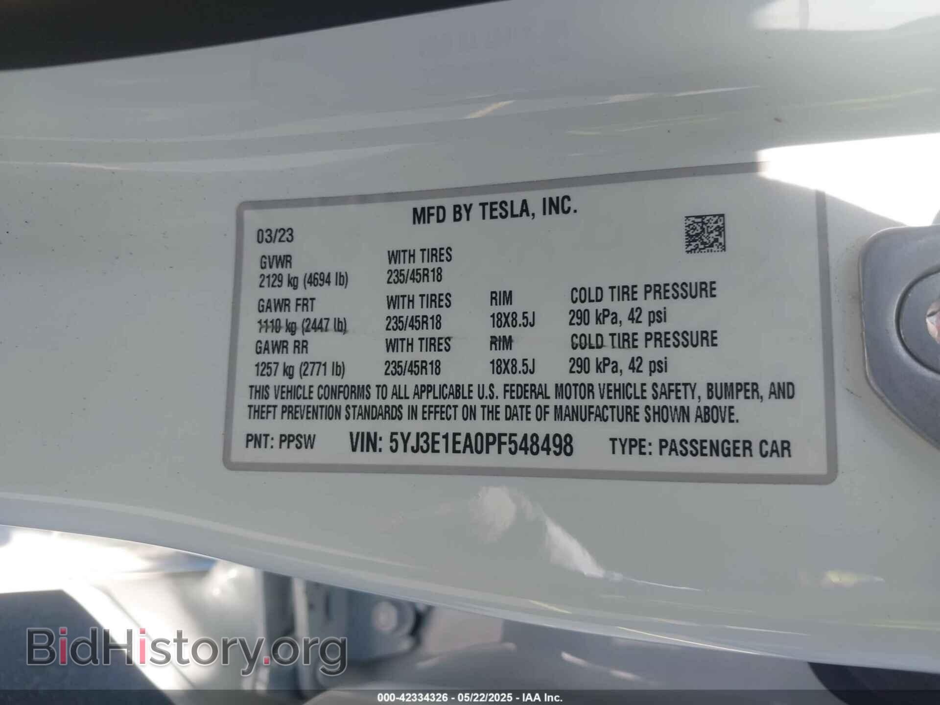 2023 TESLA MODEL 3 - VIN: 5YJ3E1EA0PF548498 - Фото 9