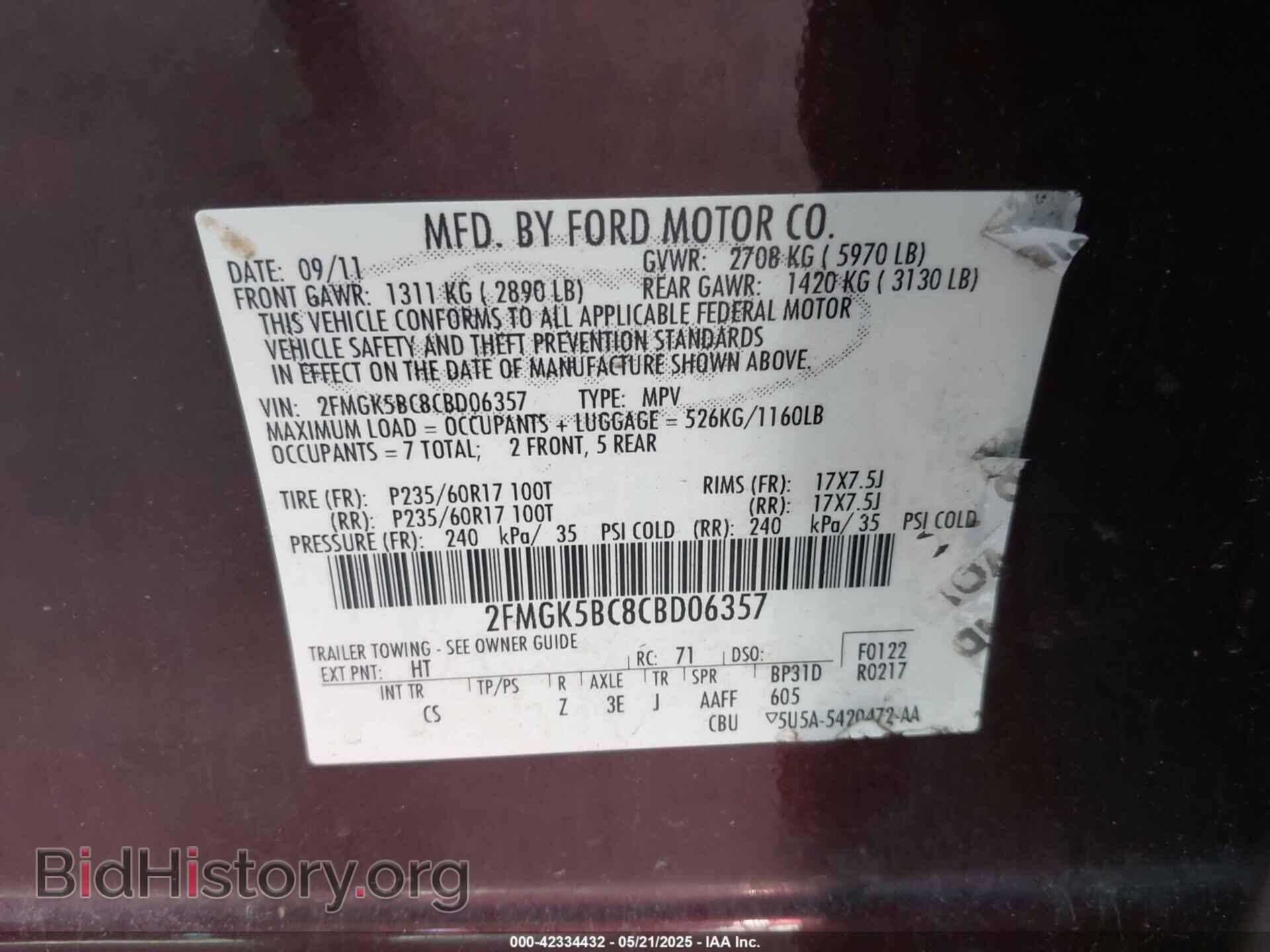 2012 FORD FLEX - VIN: 2FMGK5BC8CBD06357 - Photo 9