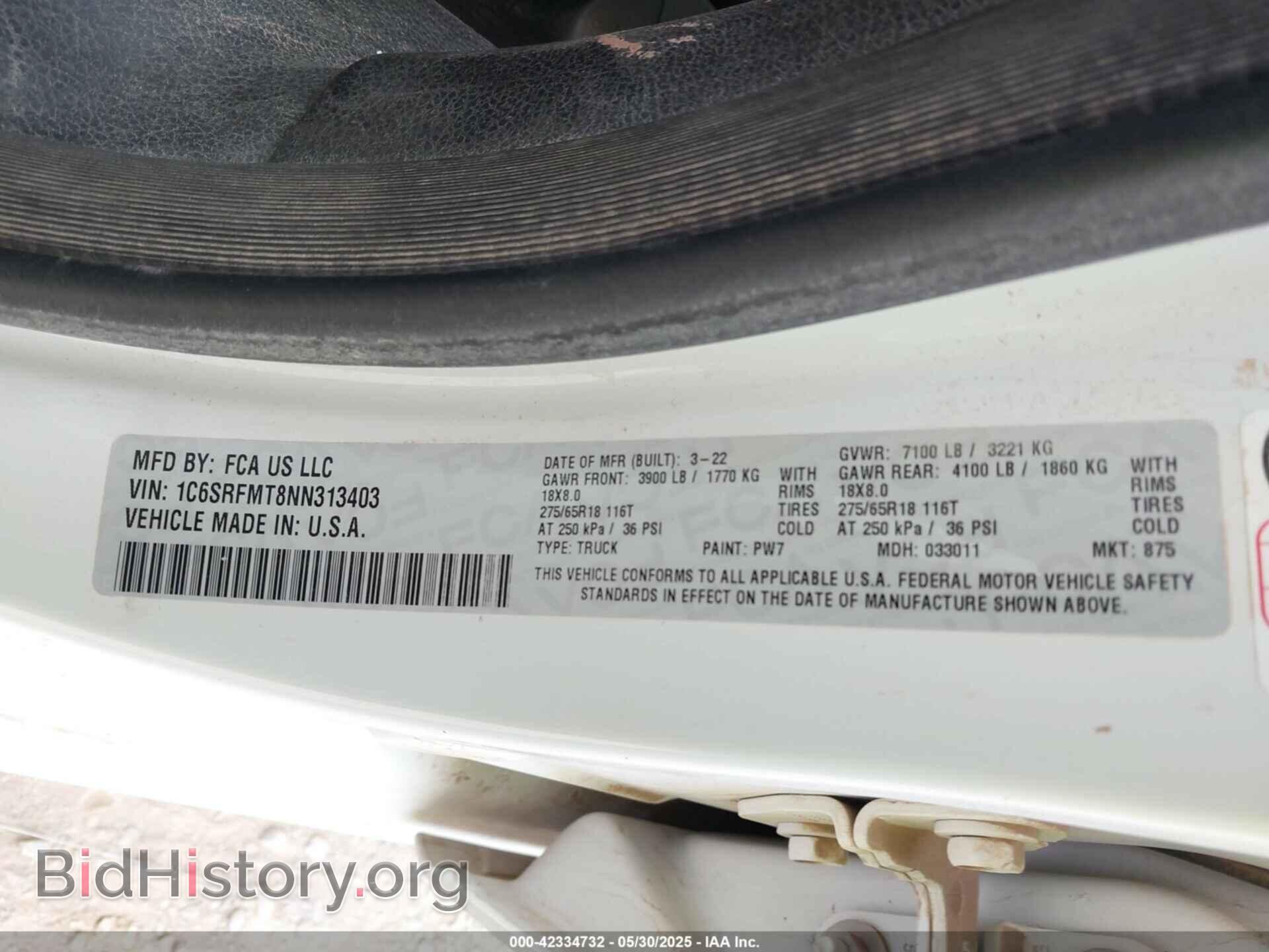 2022 RAM 1500 - VIN: 1C6SRFMT8NN313403 - Фото 9