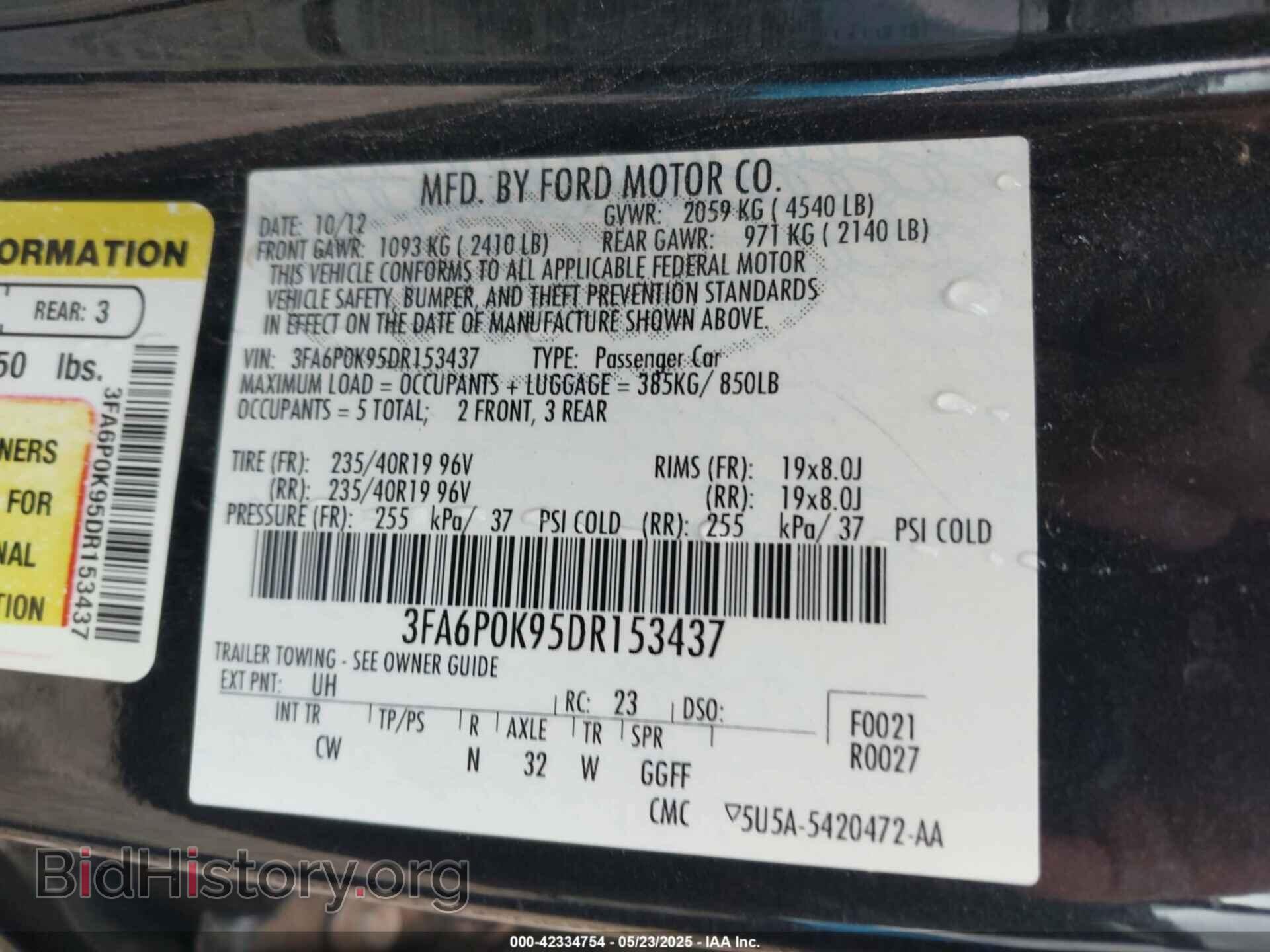 2013 FORD FUSION - VIN: 3FA6P0K95DR153437 - Фото 9