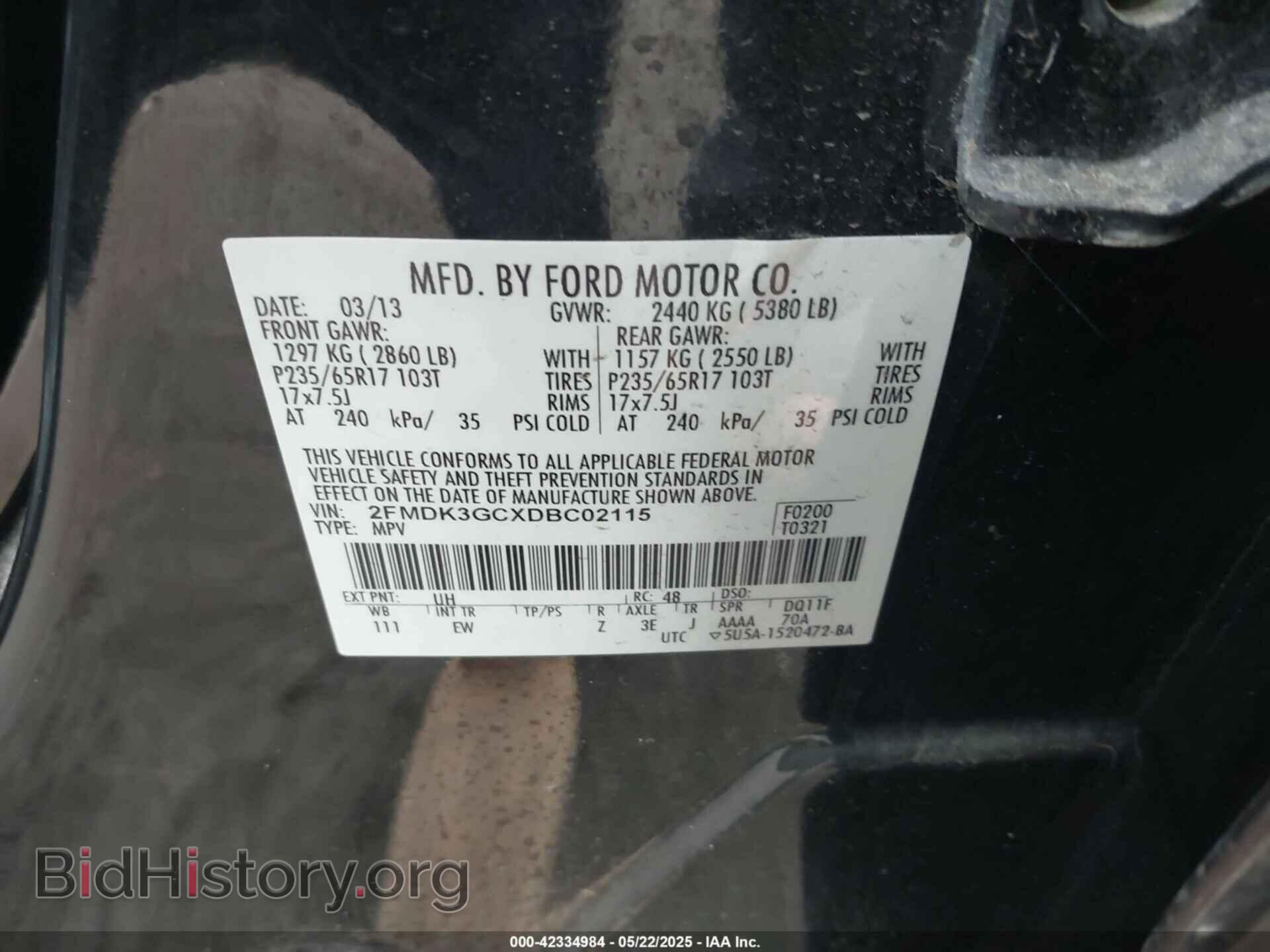 2013 FORD EDGE - VIN: 2FMDK3GCXDBC02115 - Photo 9
