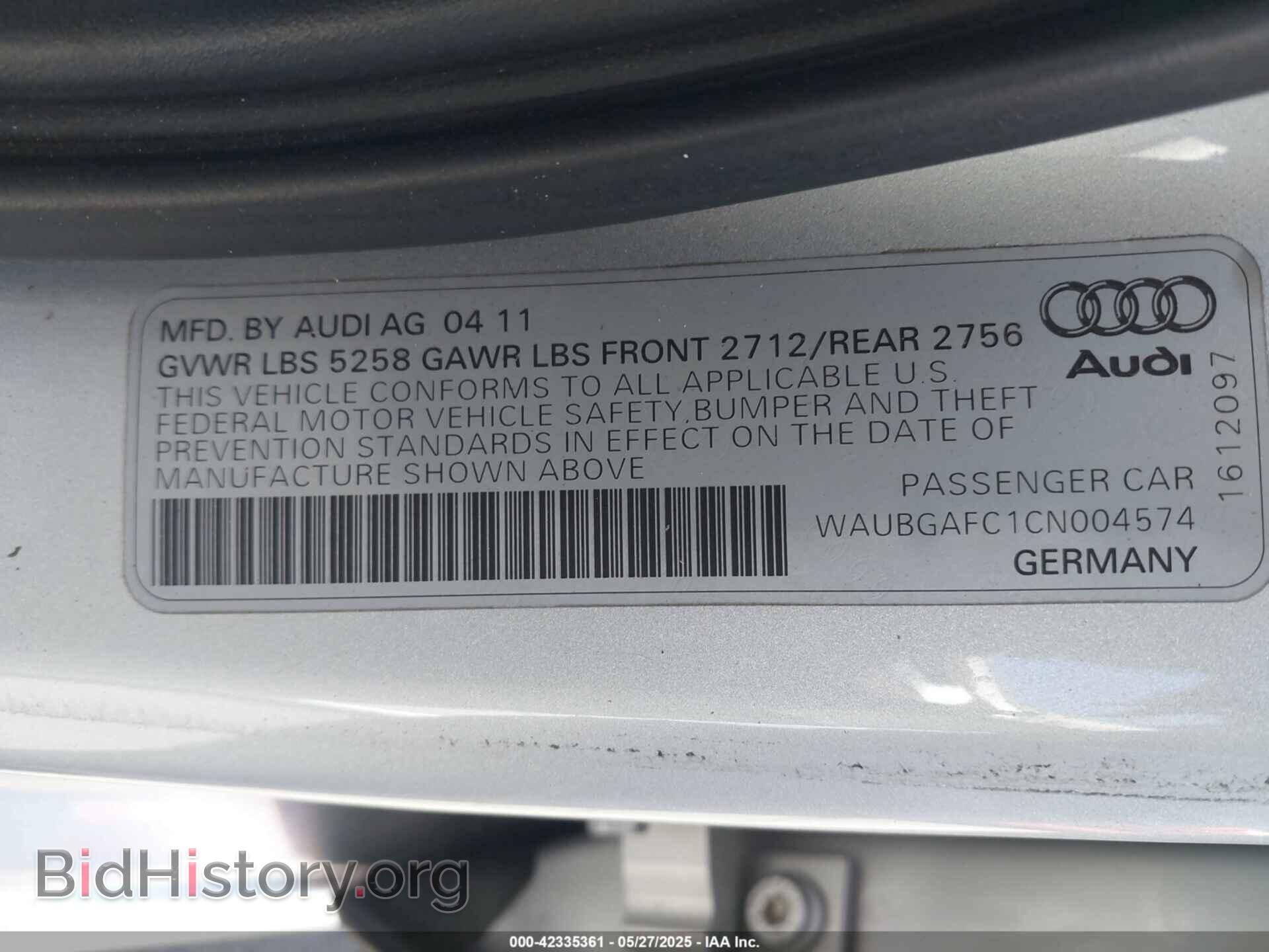 2012 AUDI A6 - VIN: WAUBGAFC1CN004574 - Photo 9