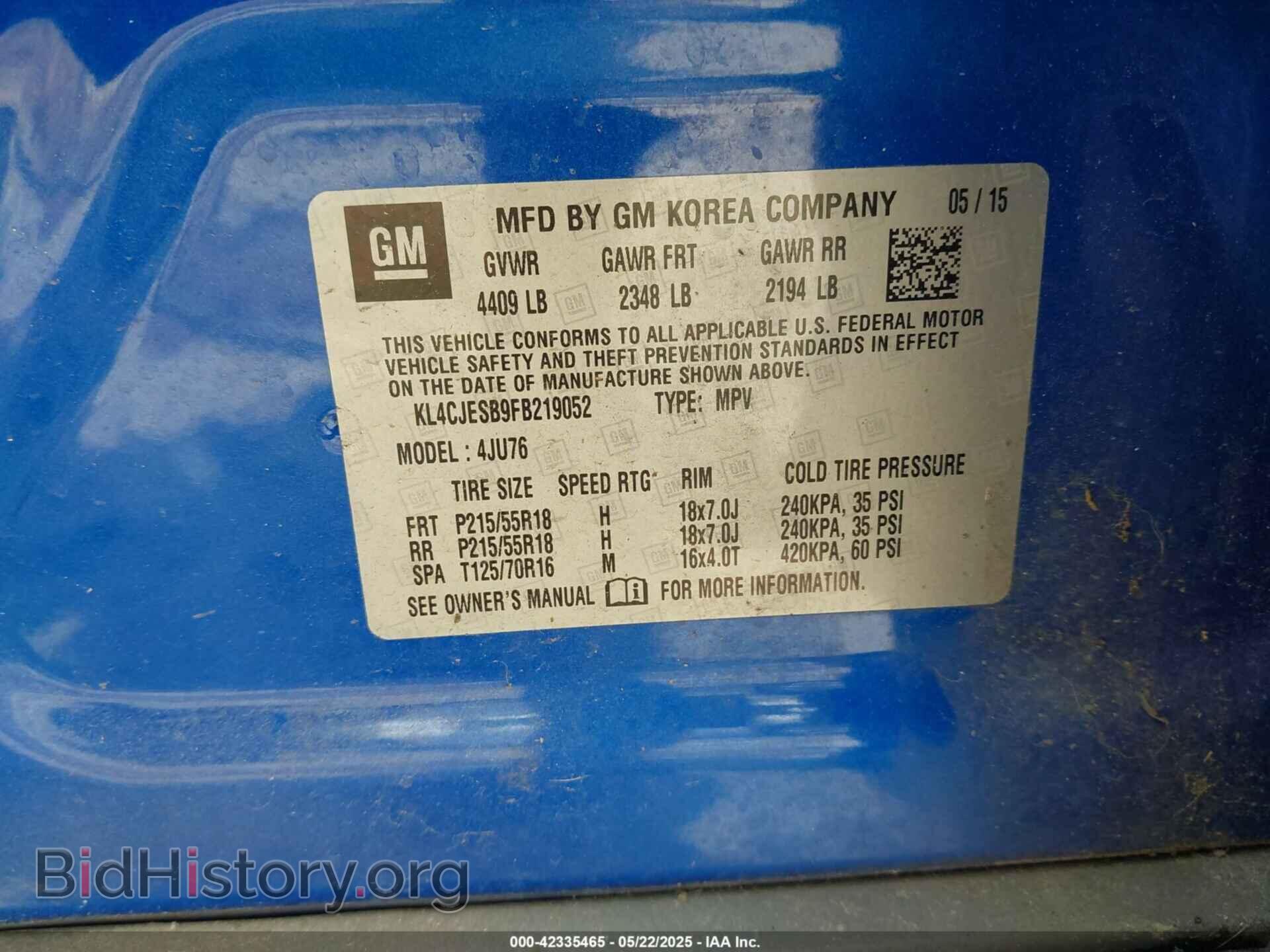 2015 BUICK ENCORE - VIN: KL4CJESB9FB219052 - Photo 9