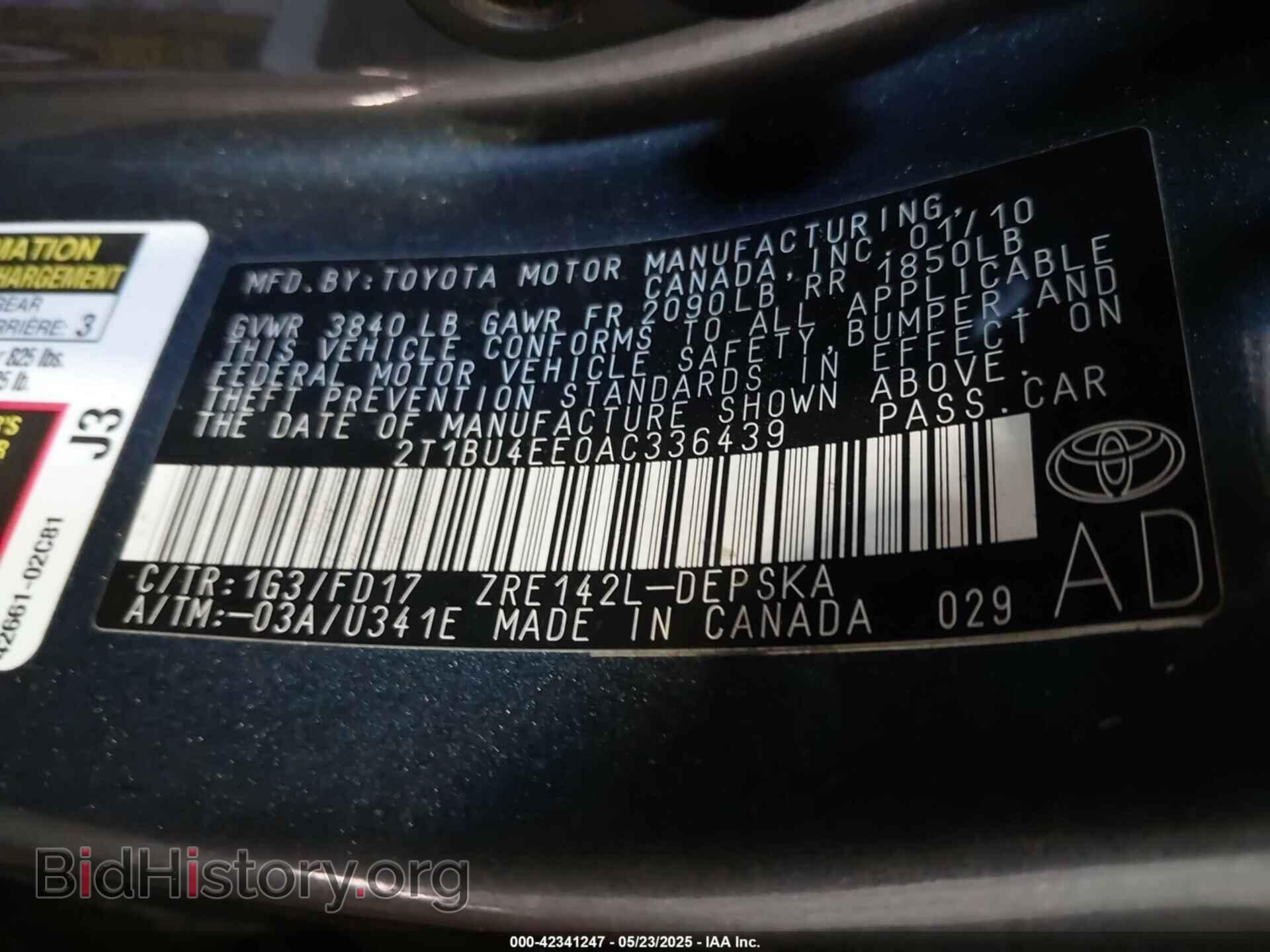 2010 TOYOTA COROLLA - VIN: 2T1BU4EE0AC336439 - Фото 9