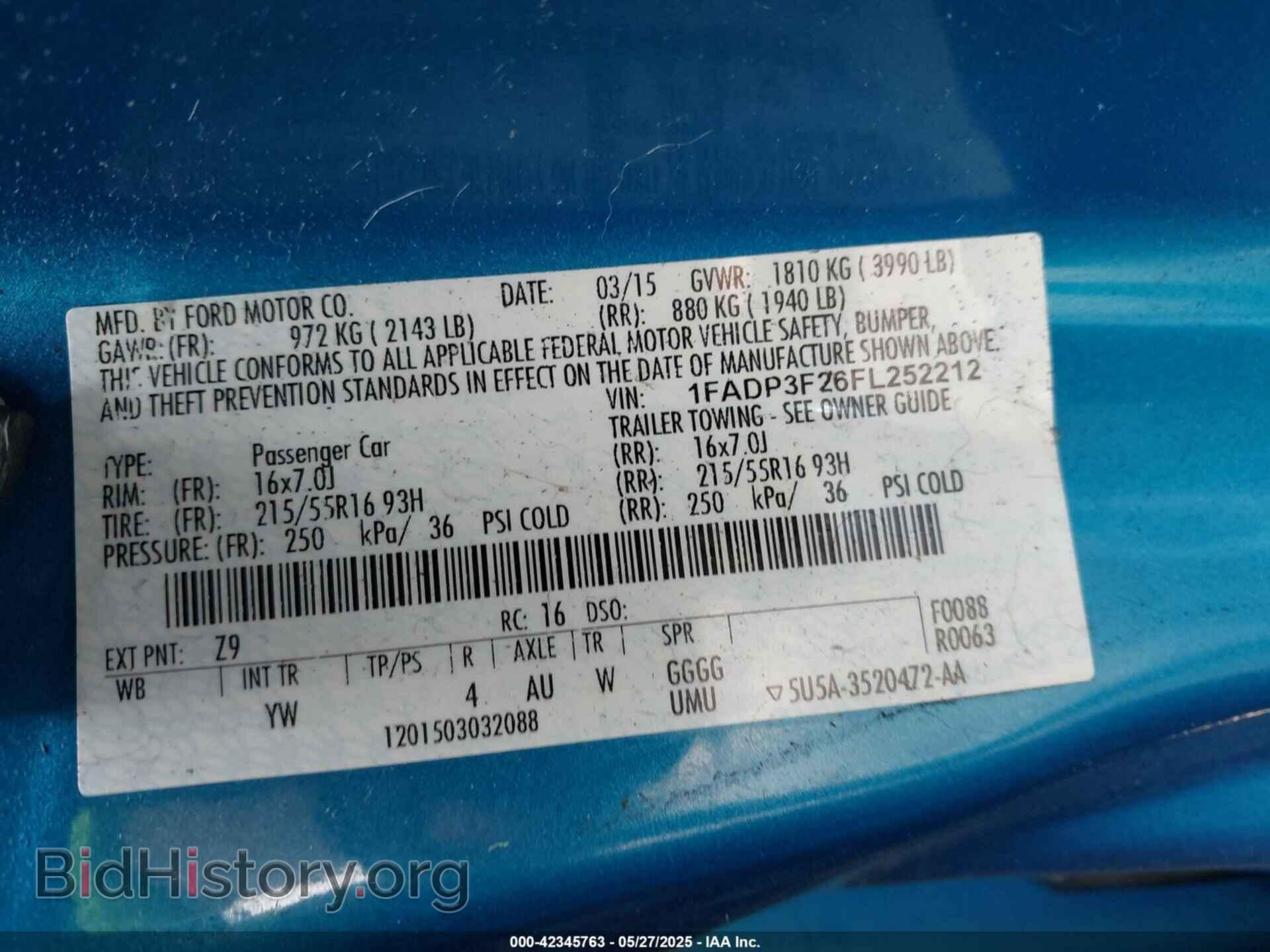 2015 FORD FOCUS - VIN: 1FADP3F26FL252212 - Фото 9