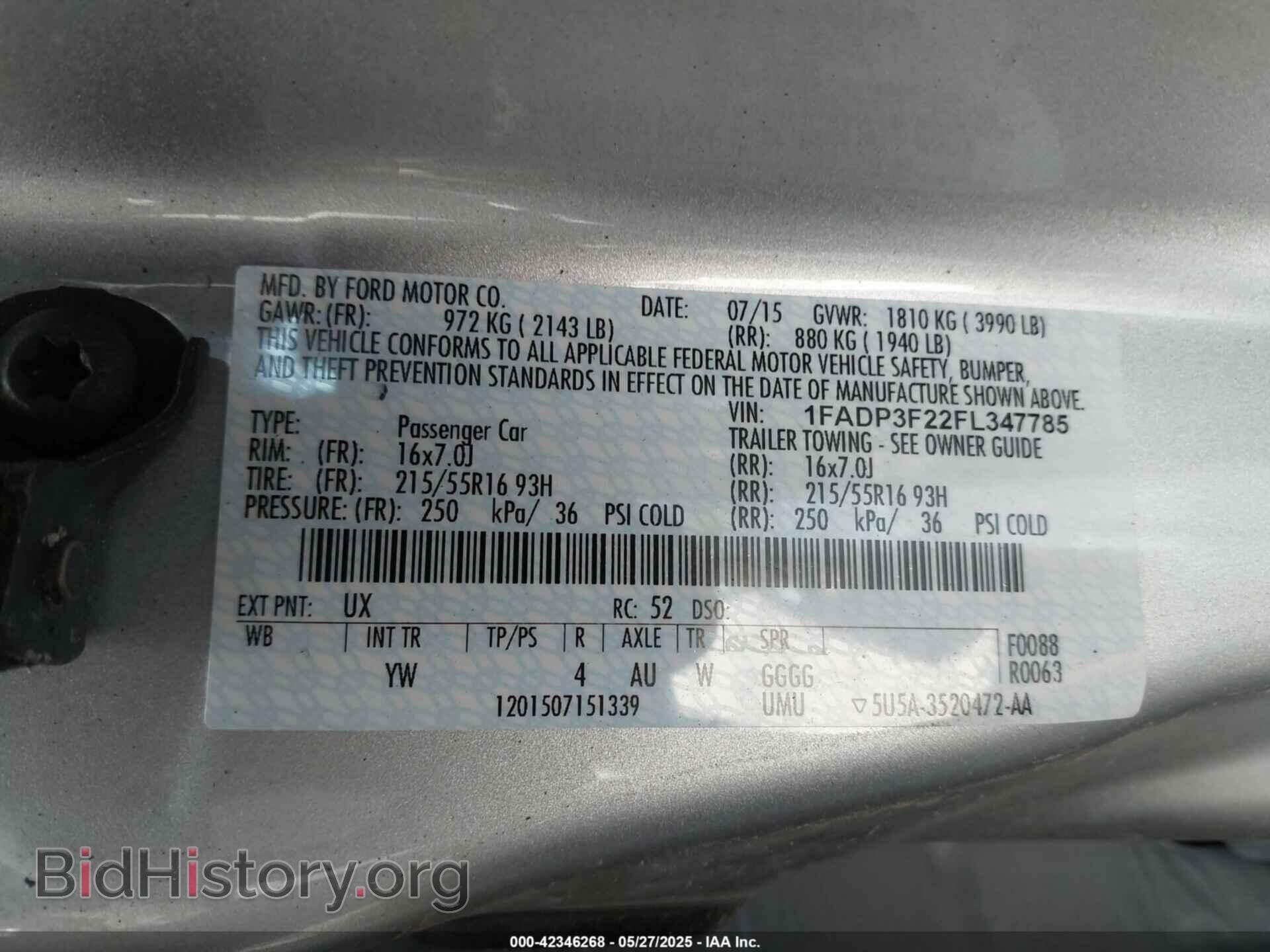 2015 FORD FOCUS - VIN: 1FADP3F22FL347785 - Фото 9