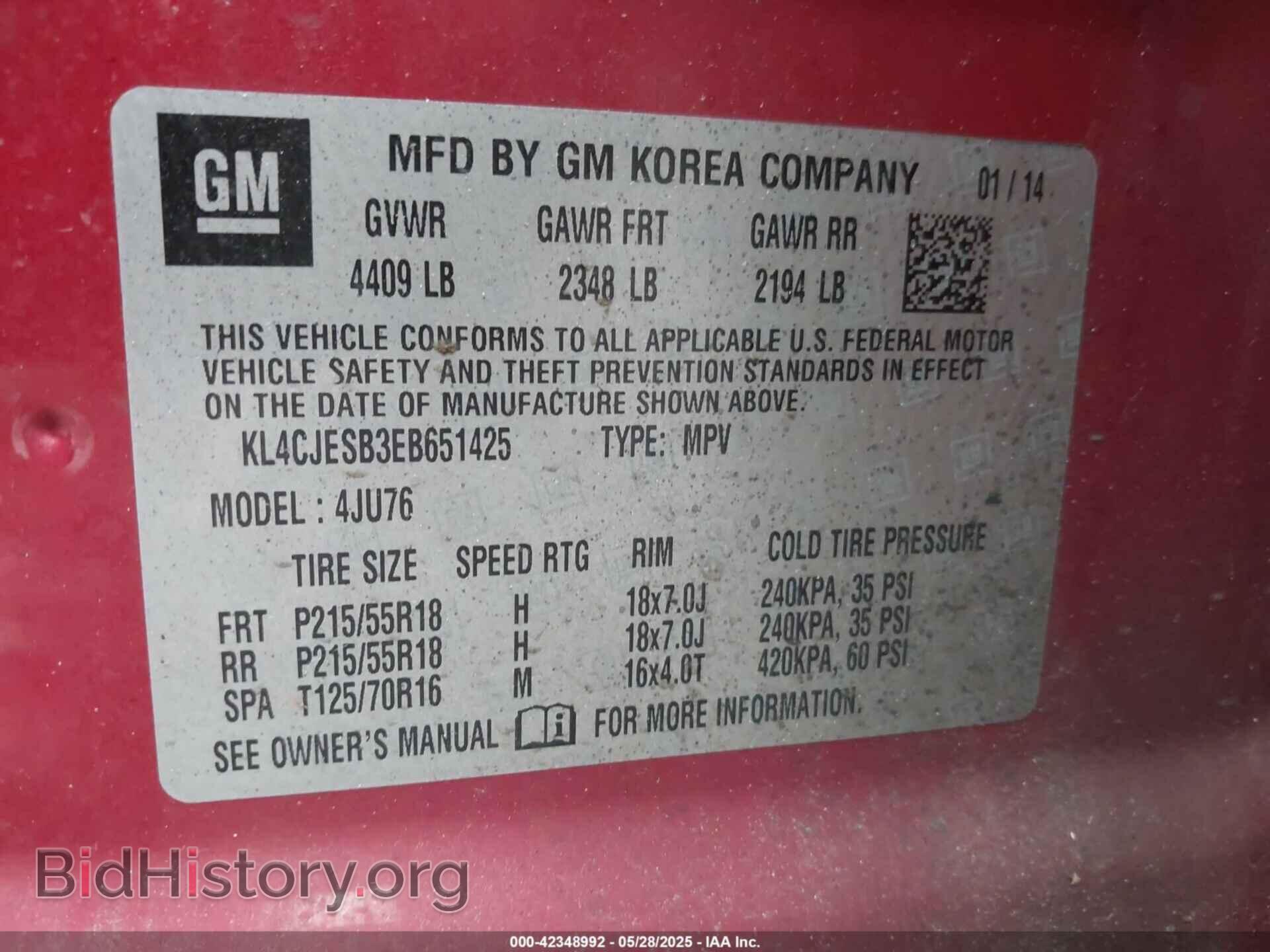 2014 BUICK ENCORE - VIN: KL4CJESB3EB651425 - Photo 9