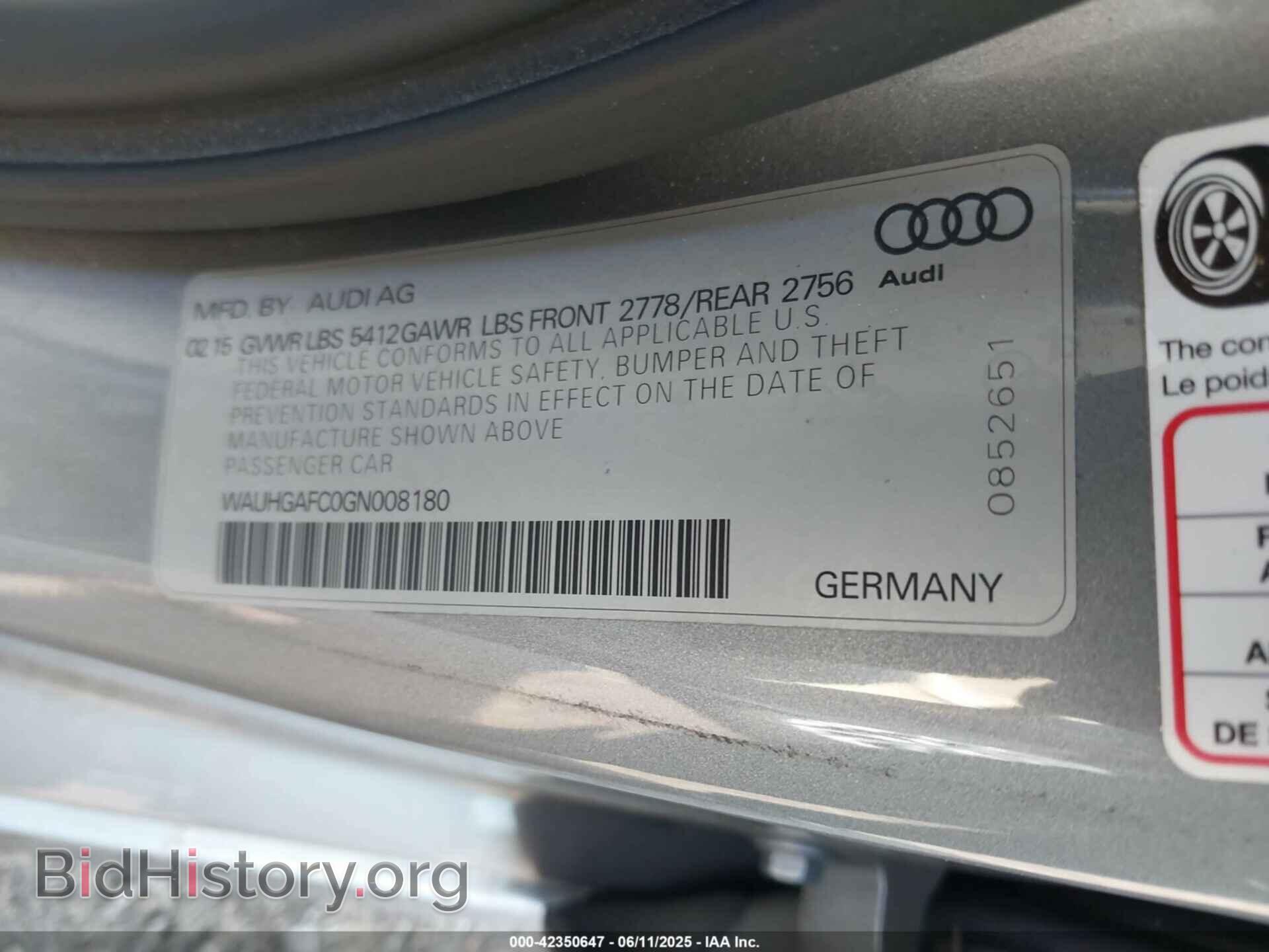 2016 AUDI A6 - VIN: WAUHGAFC0GN008180 - Фото 9