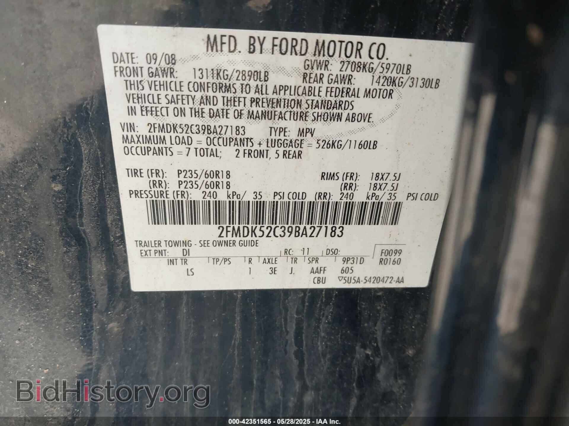 2009 FORD FLEX - VIN: 2FMDK52C39BA27183 - Photo 9