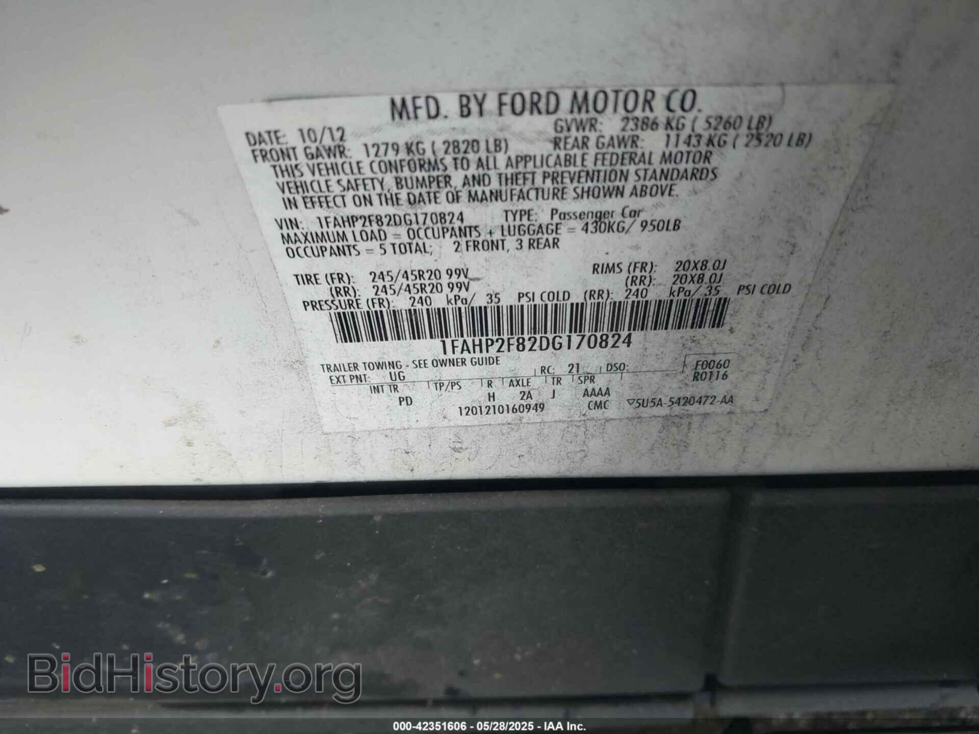 2013 FORD TAURUS - VIN: 1FAHP2F82DG170824 - Фото 9