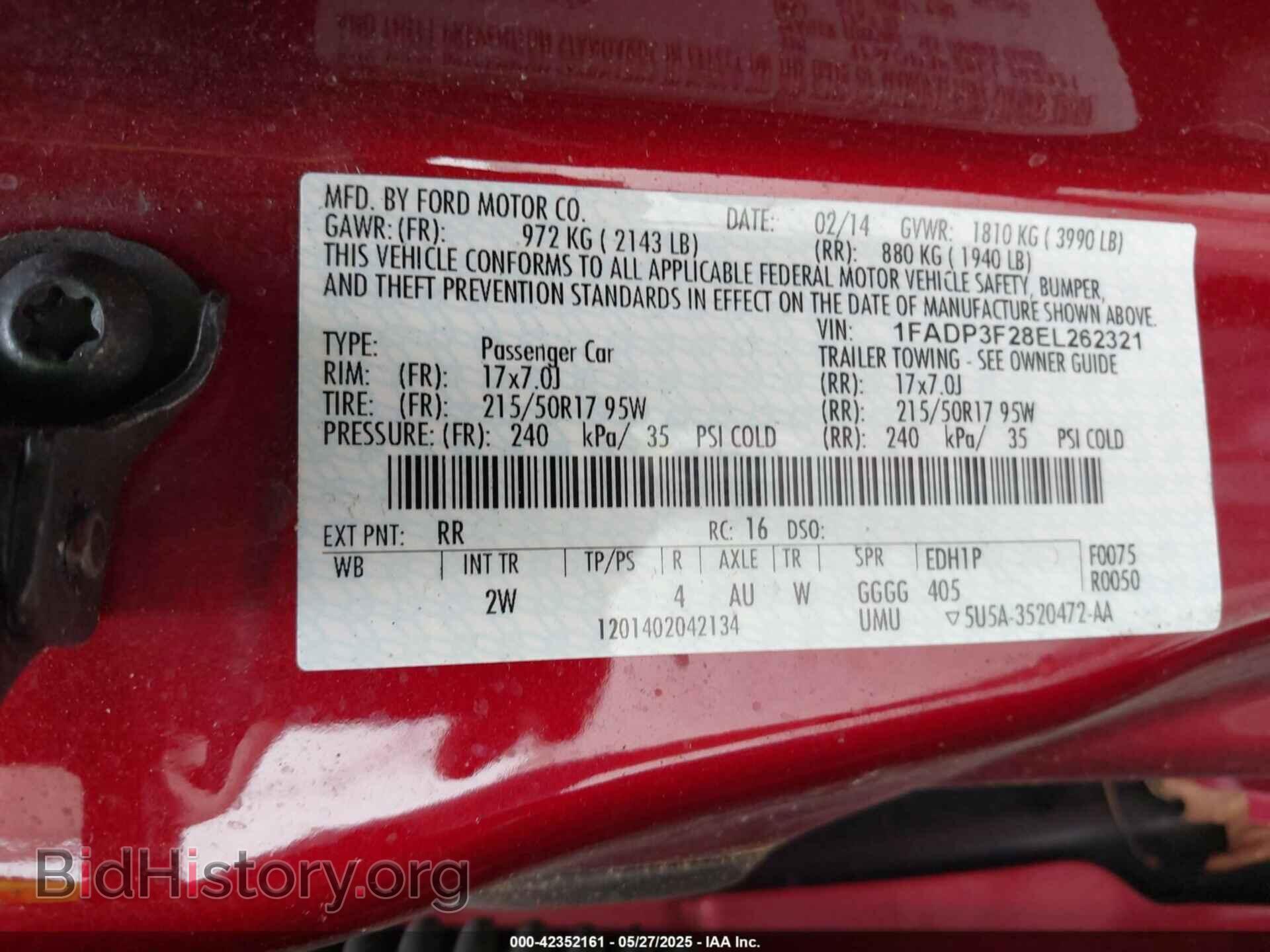 2014 FORD FOCUS - VIN: 1FADP3F28EL262321 - Фото 9