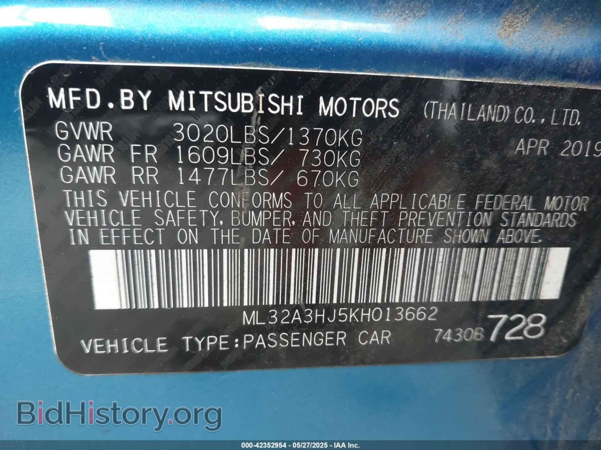 2019 MITSUBISHI MIRAGE - VIN: ML32A3HJ5KH013662 - Фото 9