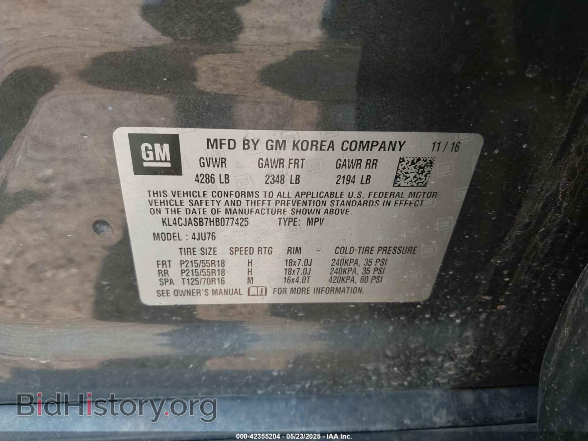 2017 BUICK ENCORE - VIN: KL4CJASB7HB077425 - Фото 9