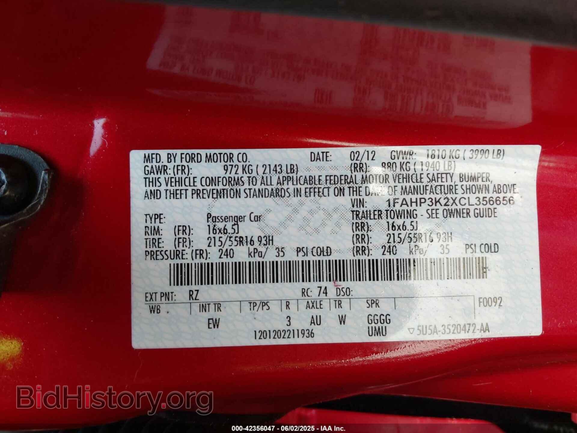 2012 FORD FOCUS - VIN: 1FAHP3K2XCL356656 - Фото 9