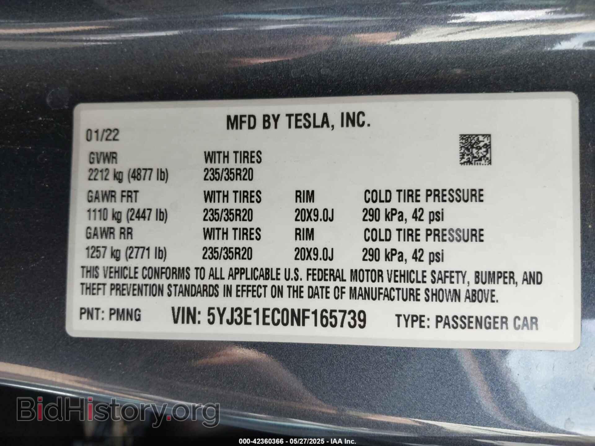 2022 TESLA MODEL 3 - VIN: 5YJ3E1EC0NF165739 - Фото 9