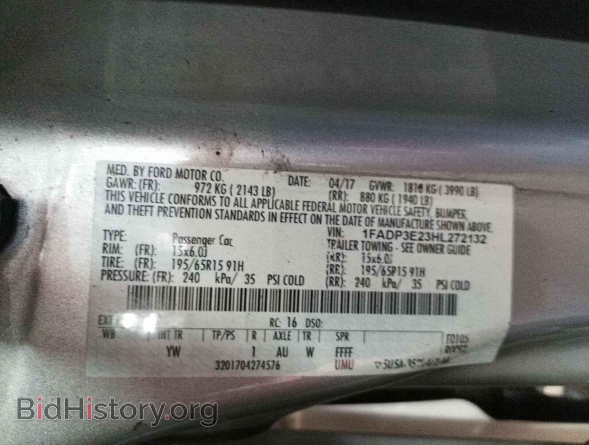 2017 FORD FOCUS - VIN: 1FADP3E23HL272132 - Фото 5
