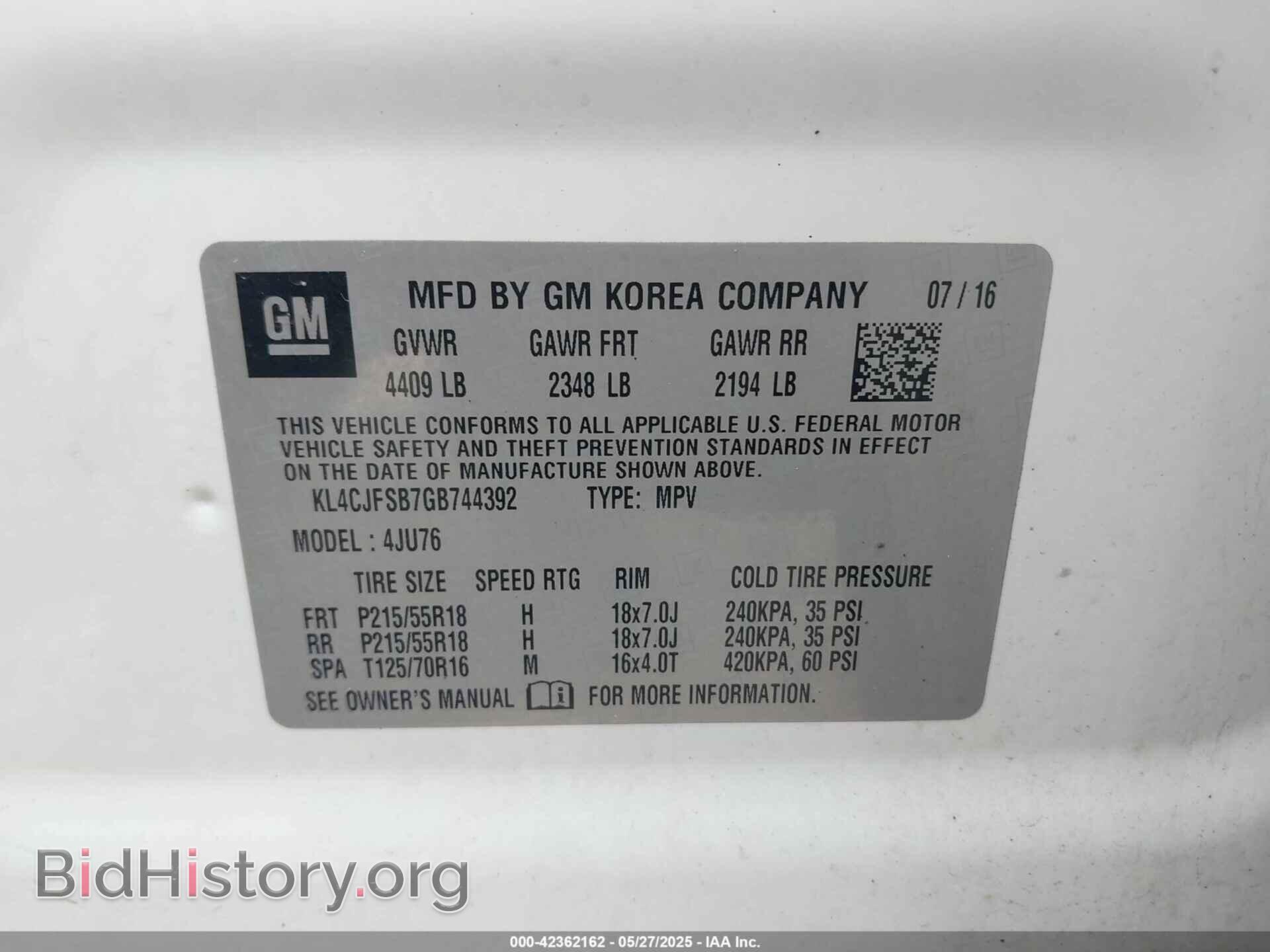 2016 BUICK ENCORE - VIN: KL4CJFSB7GB744392 - Фото 9