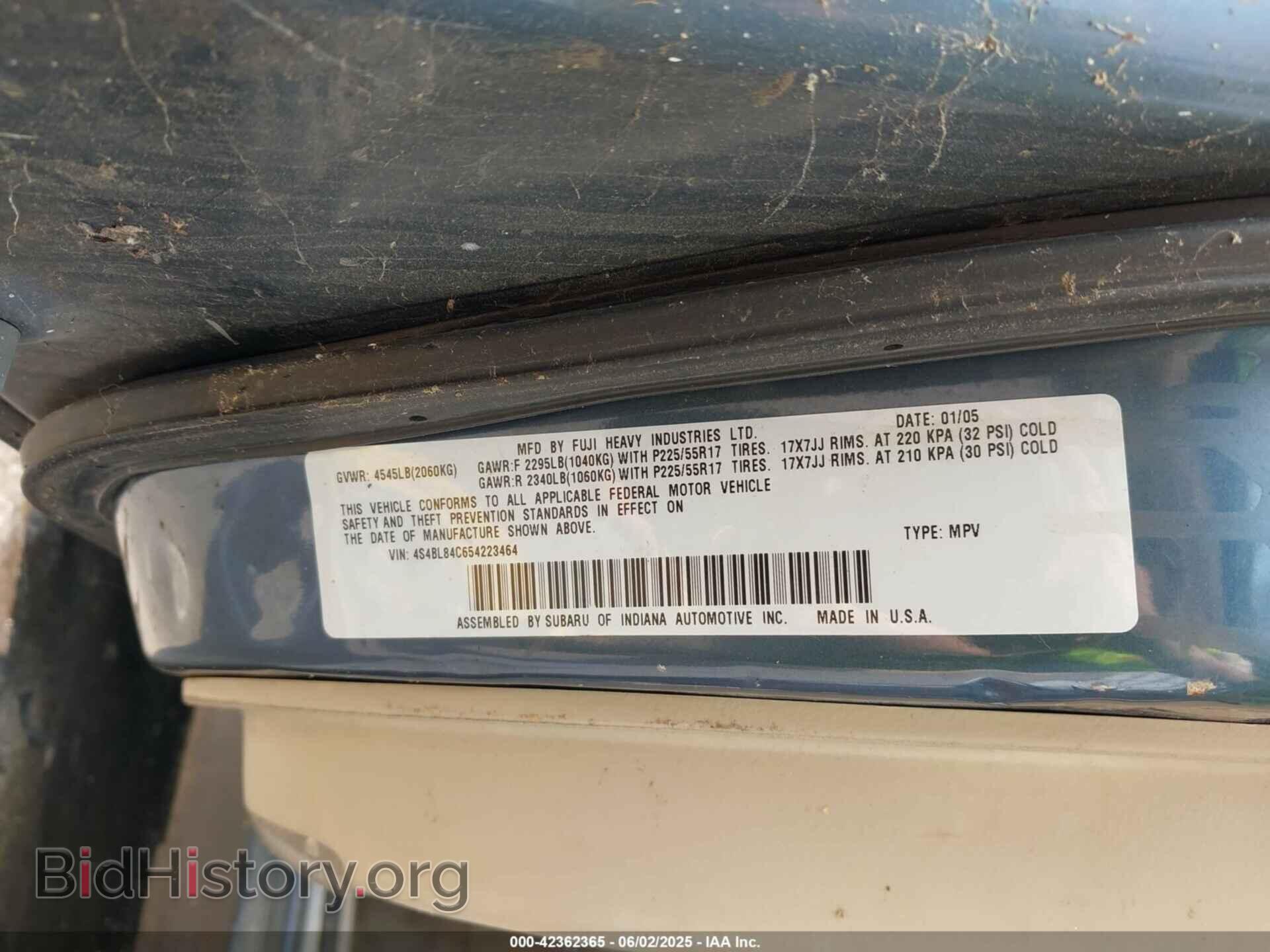 2005 SUBARU OUTBACK - VIN: 4S4BL84C654223464 - Фото 9