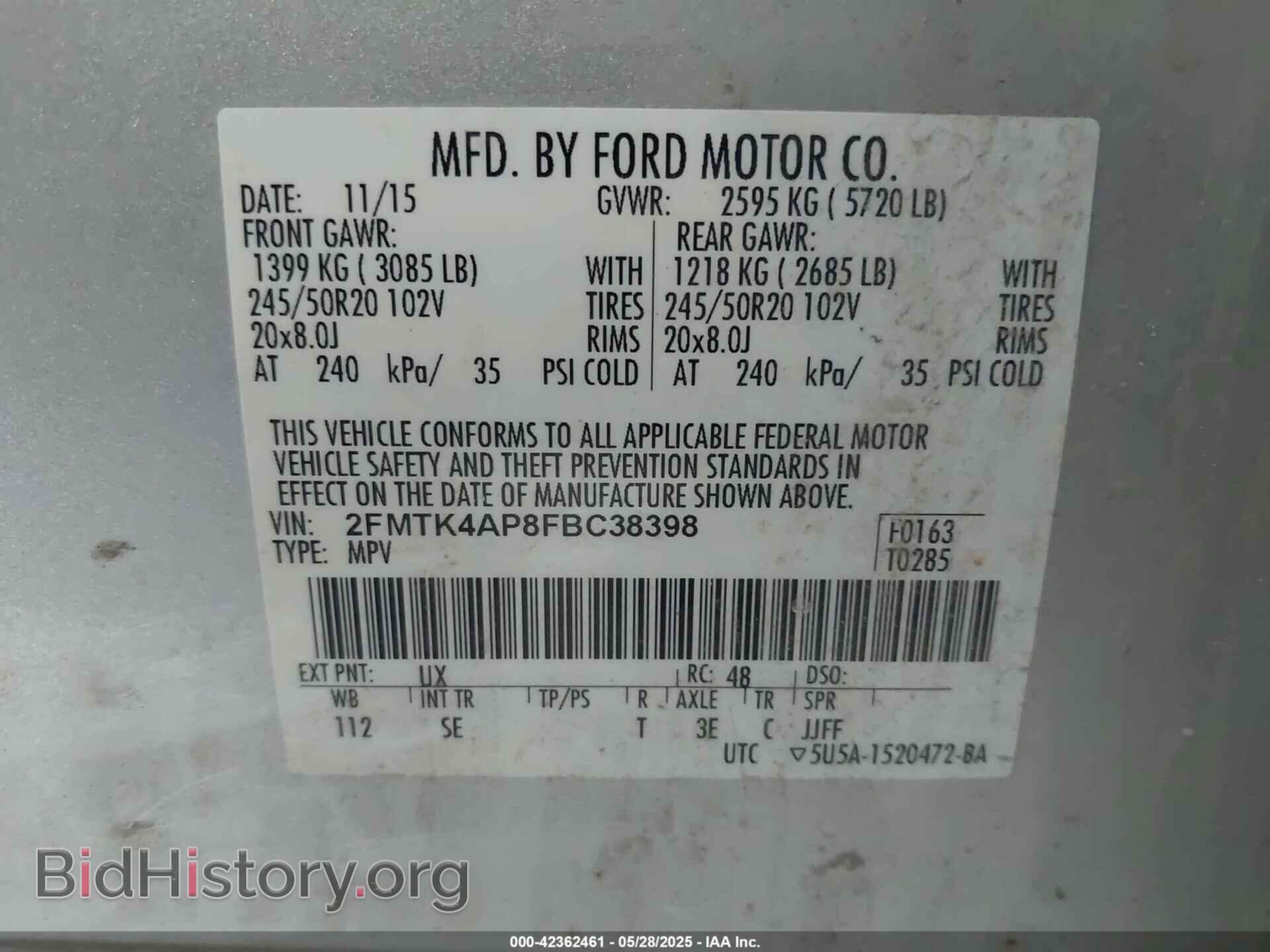 2015 FORD EDGE - VIN: 2FMTK4AP8FBC38398 - Фото 9