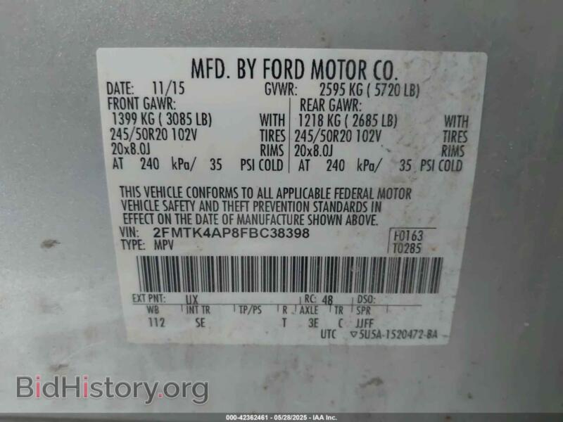 2015 Ford EDGE (VIN 2FMTK4AP8FBC38398) — фото 9 из 16
