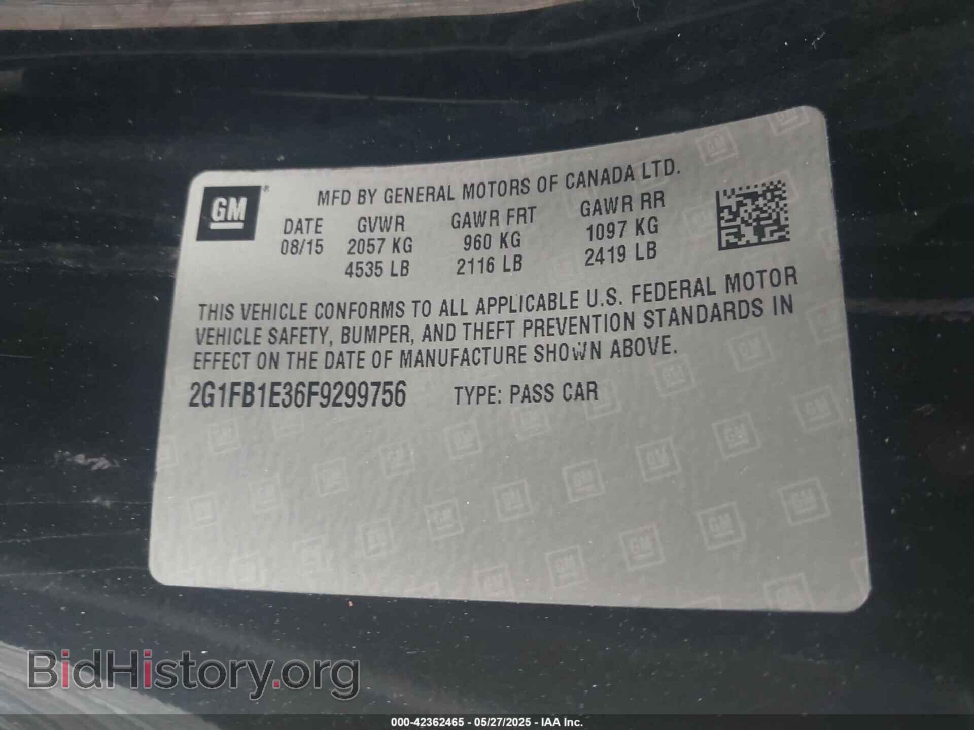 2015 CHEVROLET CAMARO - VIN: 2G1FB1E36F9299756 - Фото 9