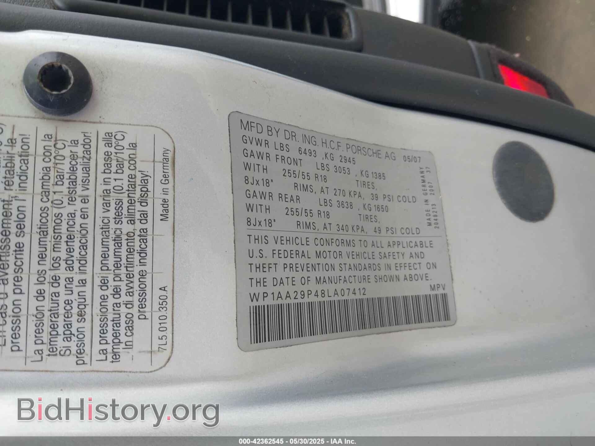 2008 PORSCHE CAYENNE - VIN: WP1AA29P48LA07412 - Фото 9
