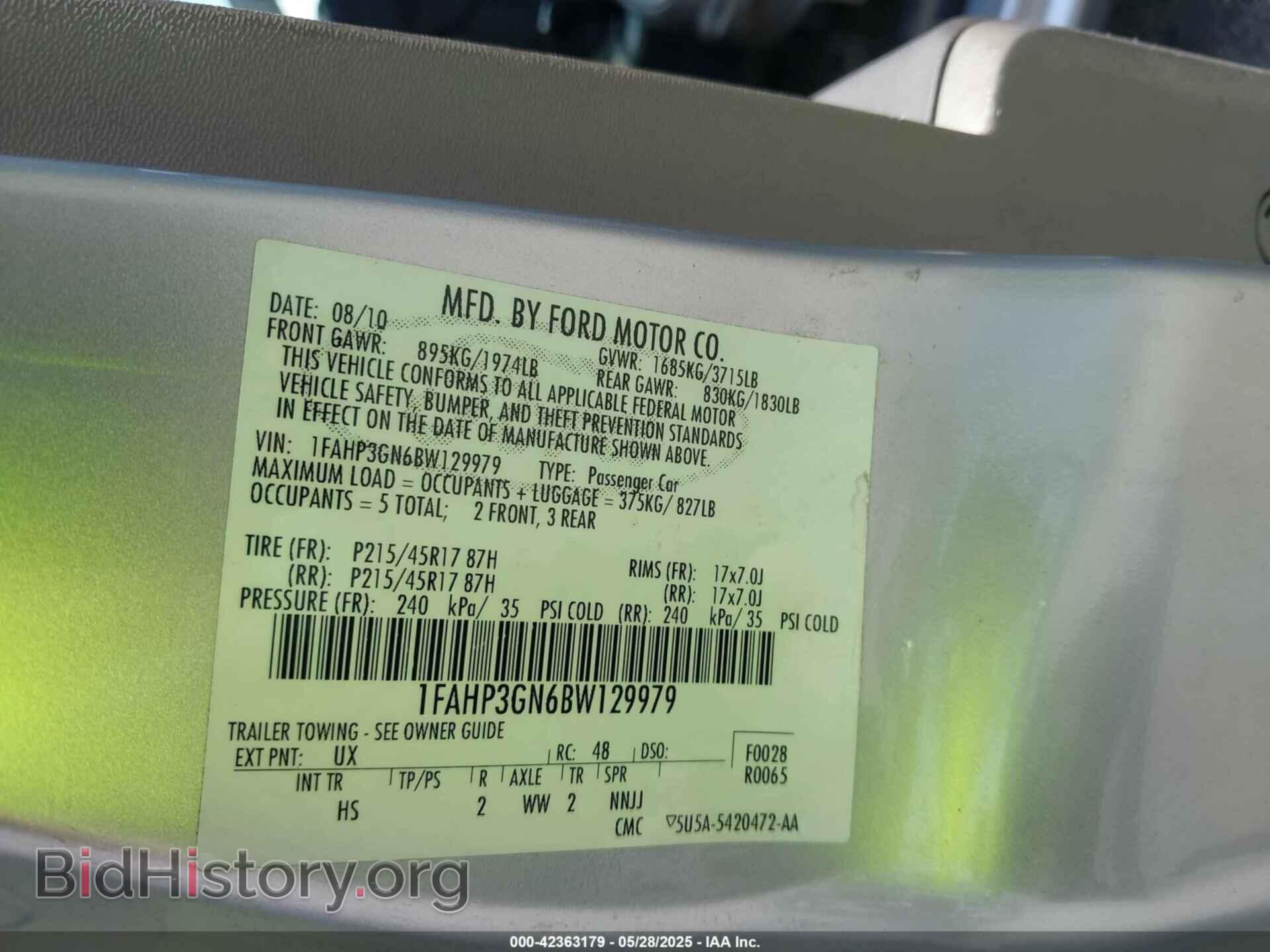 2011 FORD FOCUS - VIN: 1FAHP3GN6BW129979 - Фото 9