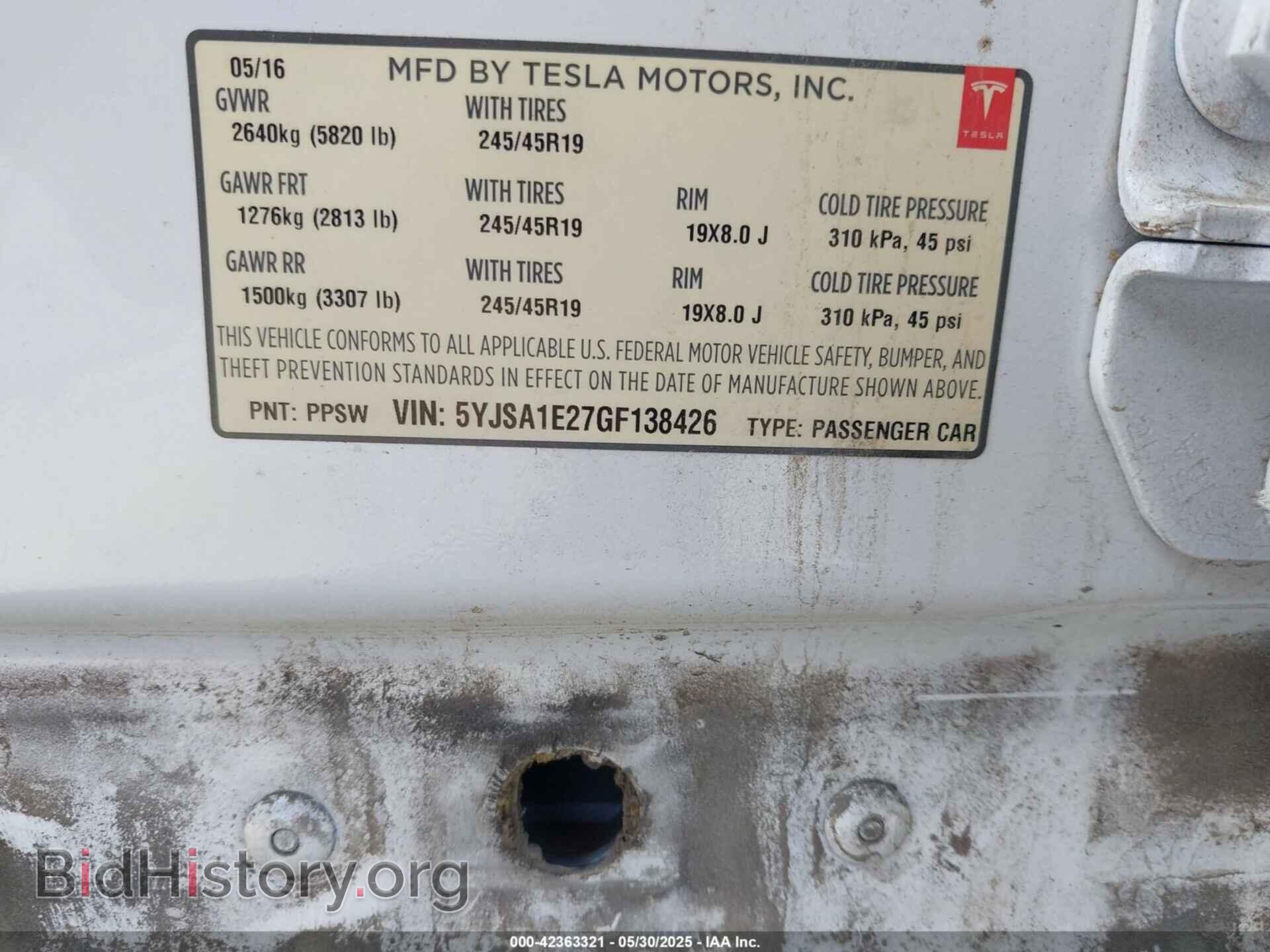 2016 TESLA MODEL S - VIN: 5YJSA1E27GF138426 - Фото 9