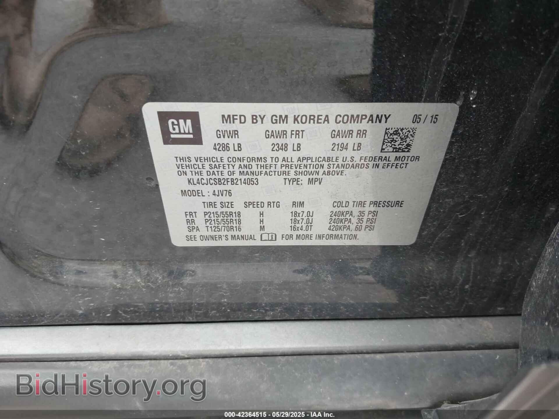 2015 BUICK ENCORE - VIN: KL4CJCSB2FB214053 - Photo 9