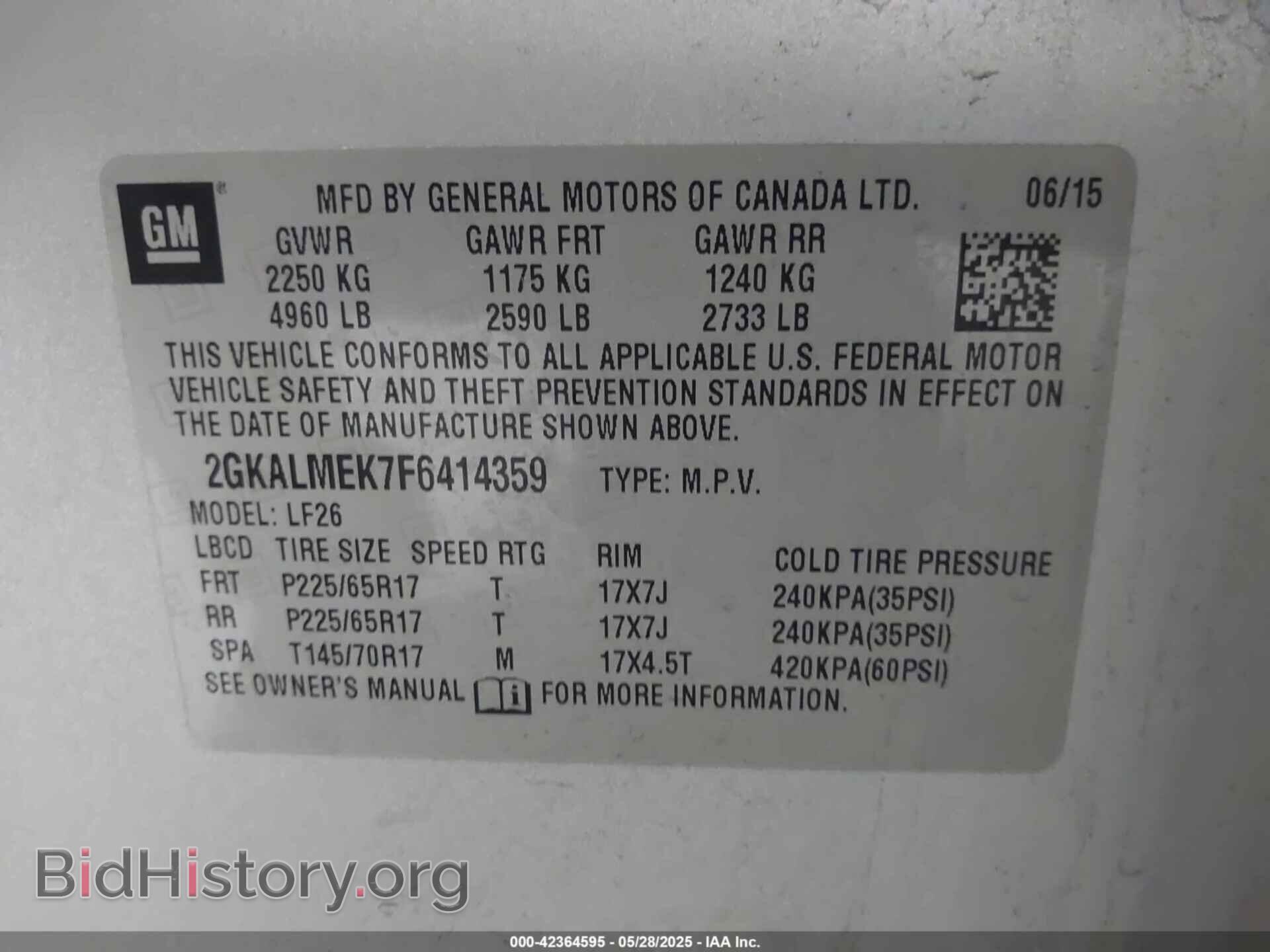 2015 GMC TERRAIN - VIN: 2GKALMEK7F6414359 - Фото 9