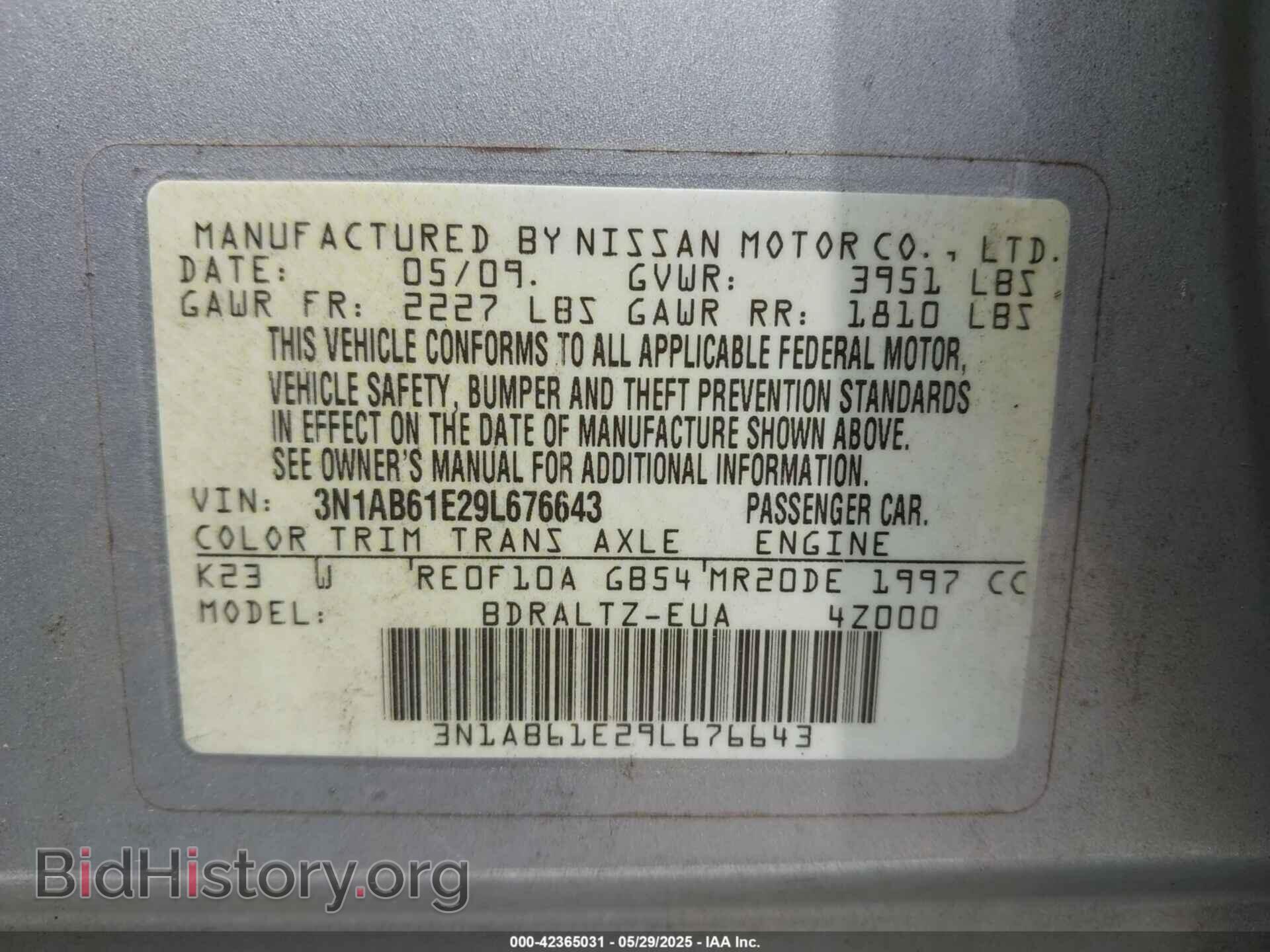 2009 NISSAN SENTRA - VIN: 3N1AB61E29L676643 - Фото 9