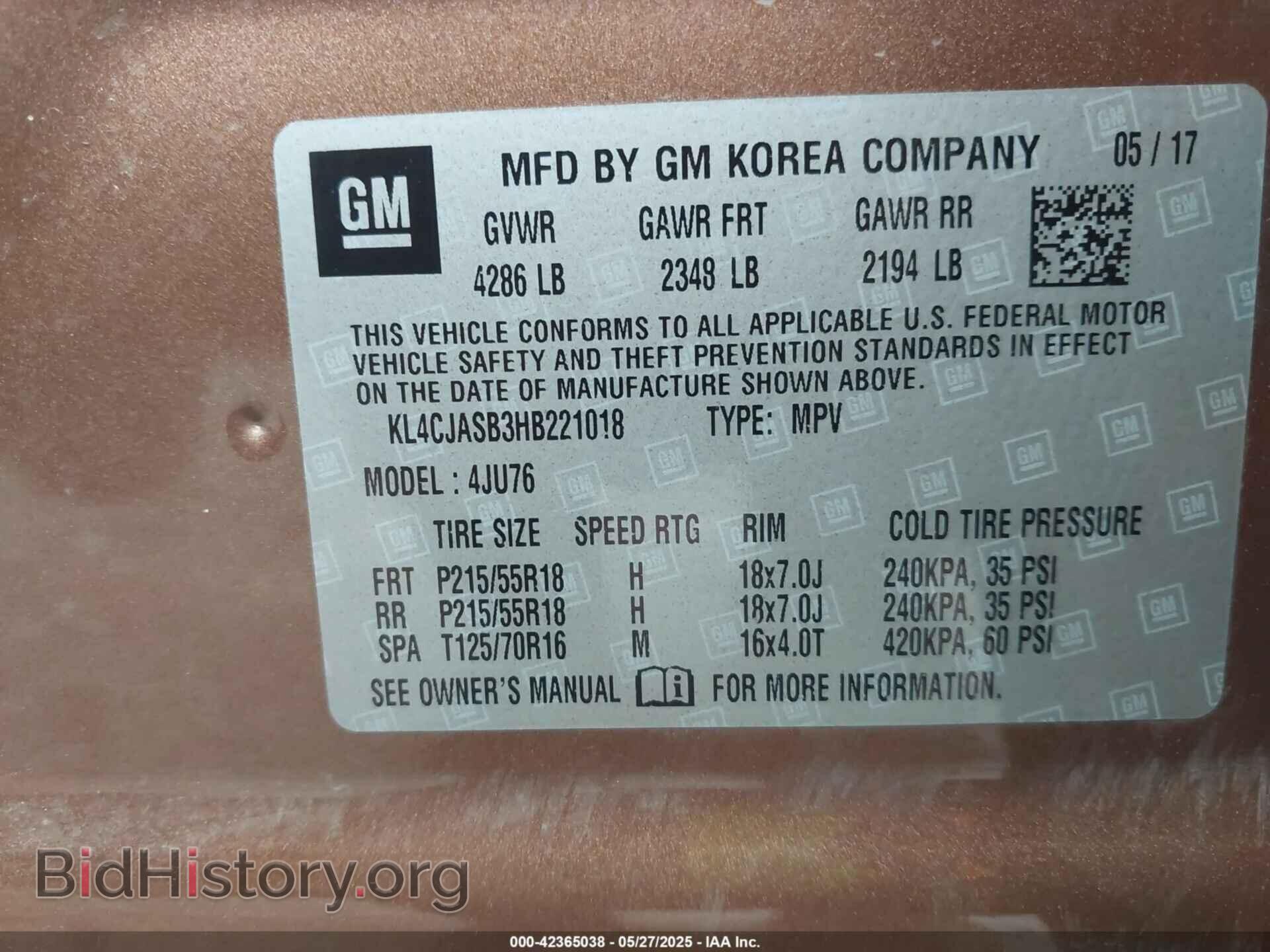 2017 BUICK ENCORE - VIN: KL4CJASB3HB221018 - Photo 9