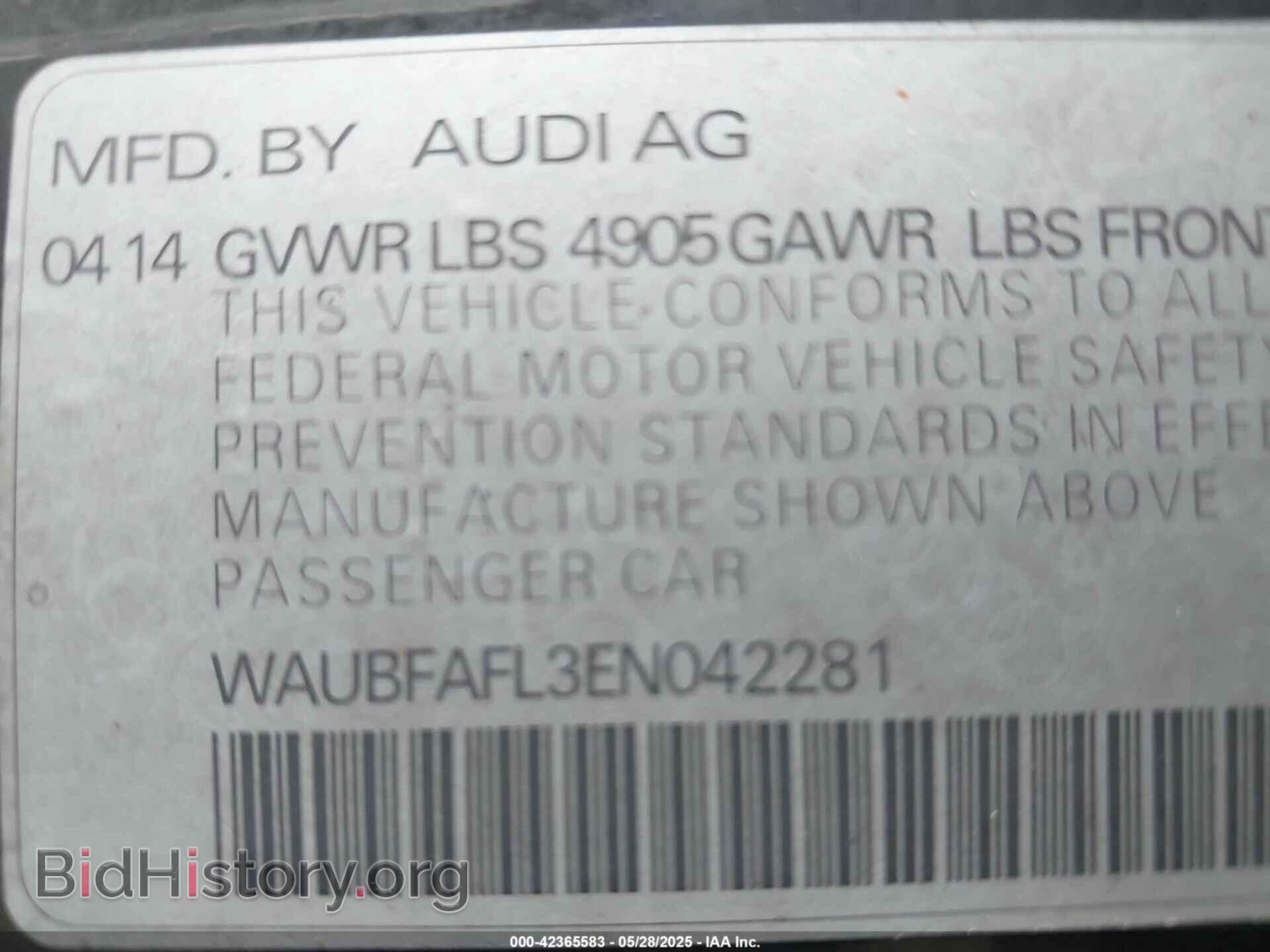 2014 AUDI A4 - VIN: WAUBFAFL3EN042281 - Фото 9