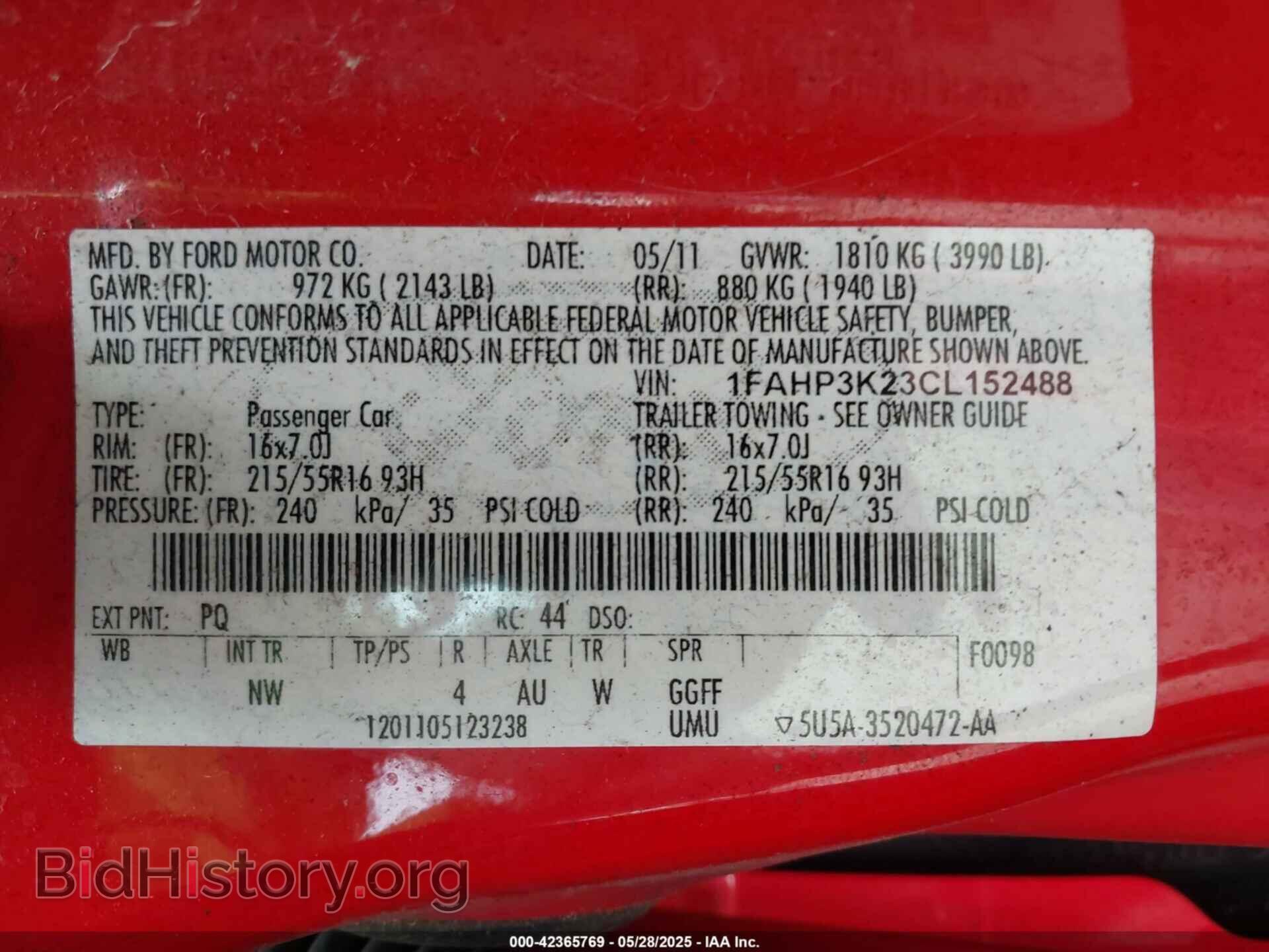 2012 FORD FOCUS - VIN: 1FAHP3K23CL152488 - Фото 9