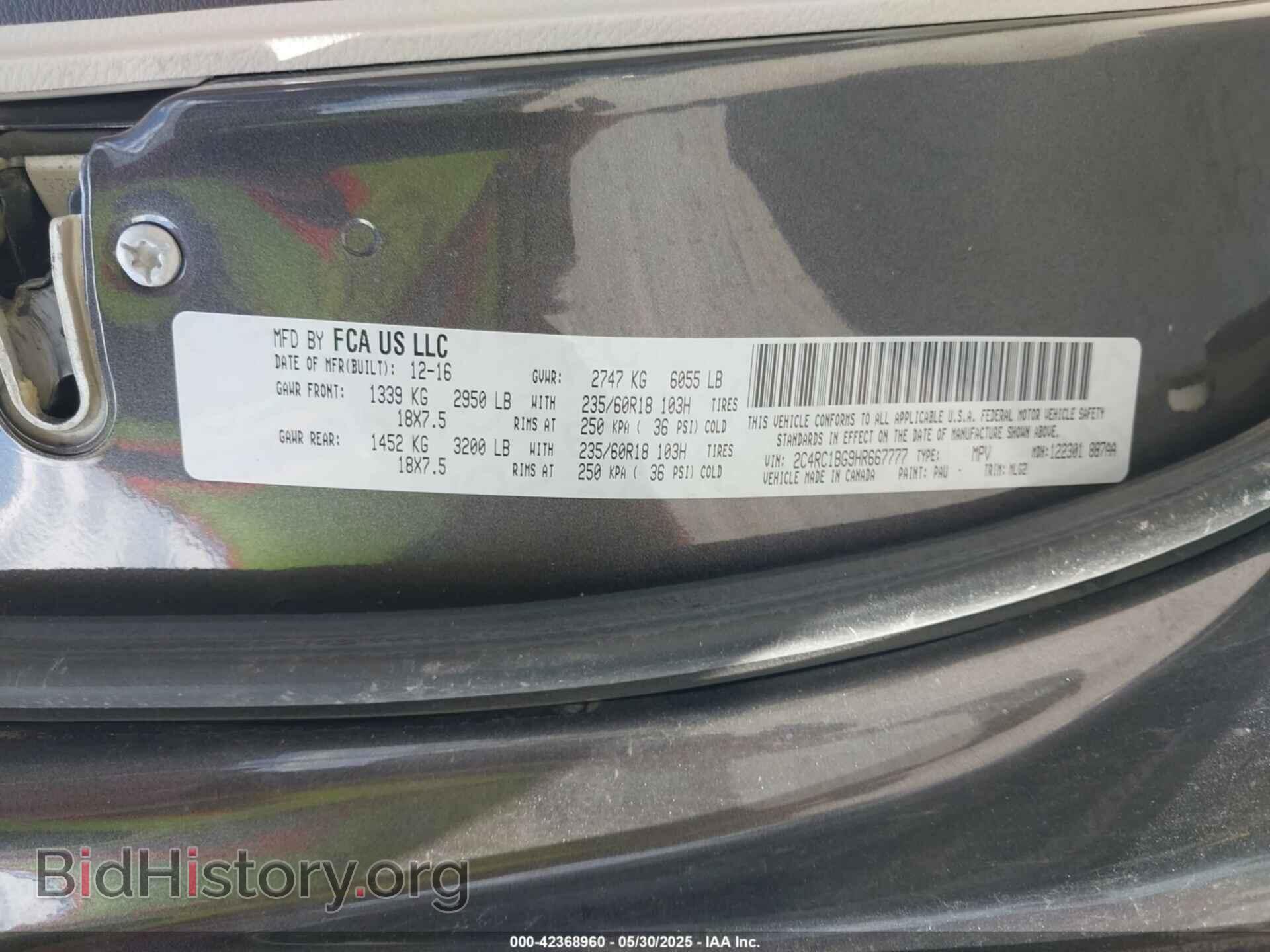 2017 CHRYSLER PACIFICA - VIN: 2C4RC1BG9HR667777 - Photo 9
